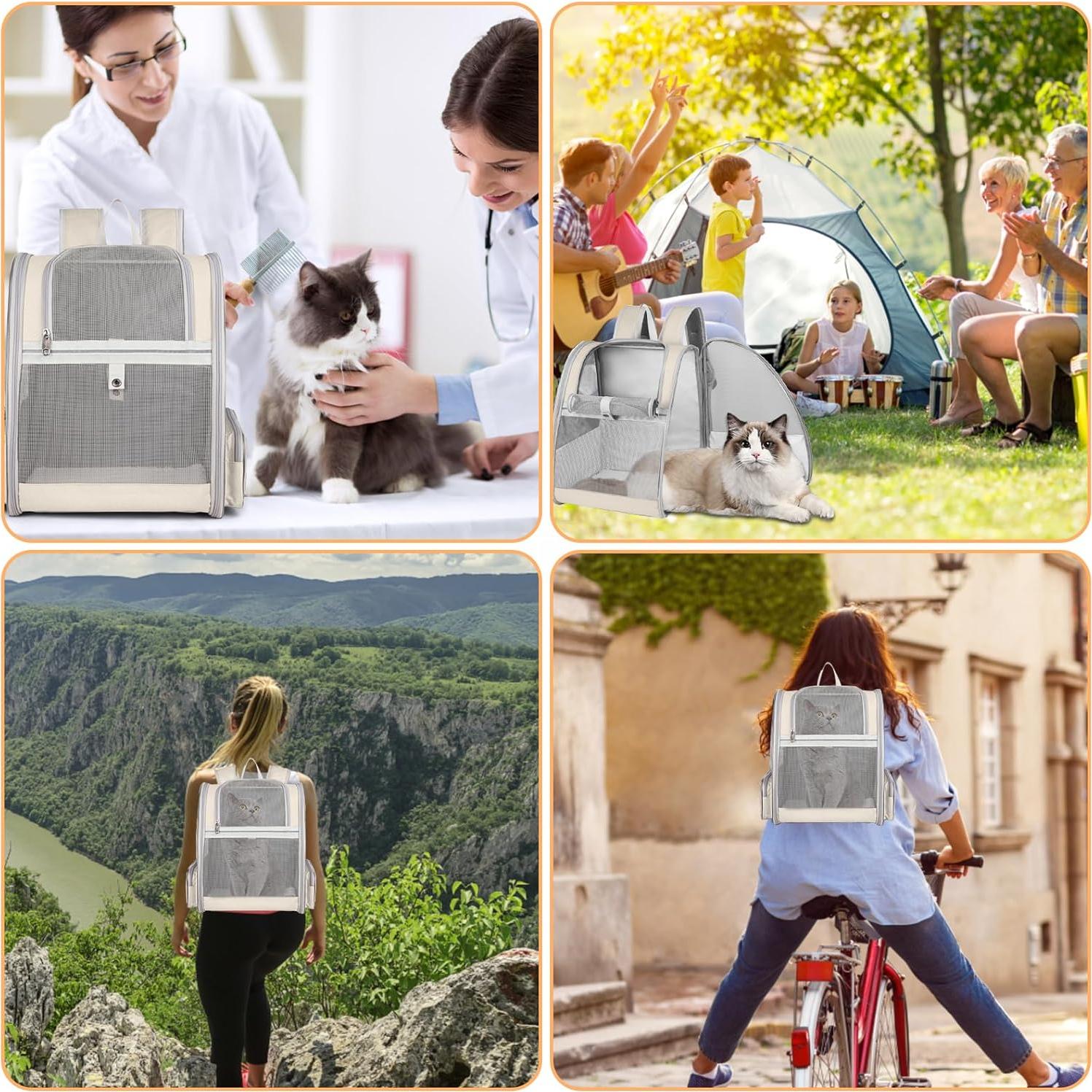 Mochila Transportadora para Gatos SSAWcasa 38x32x42cm Beige