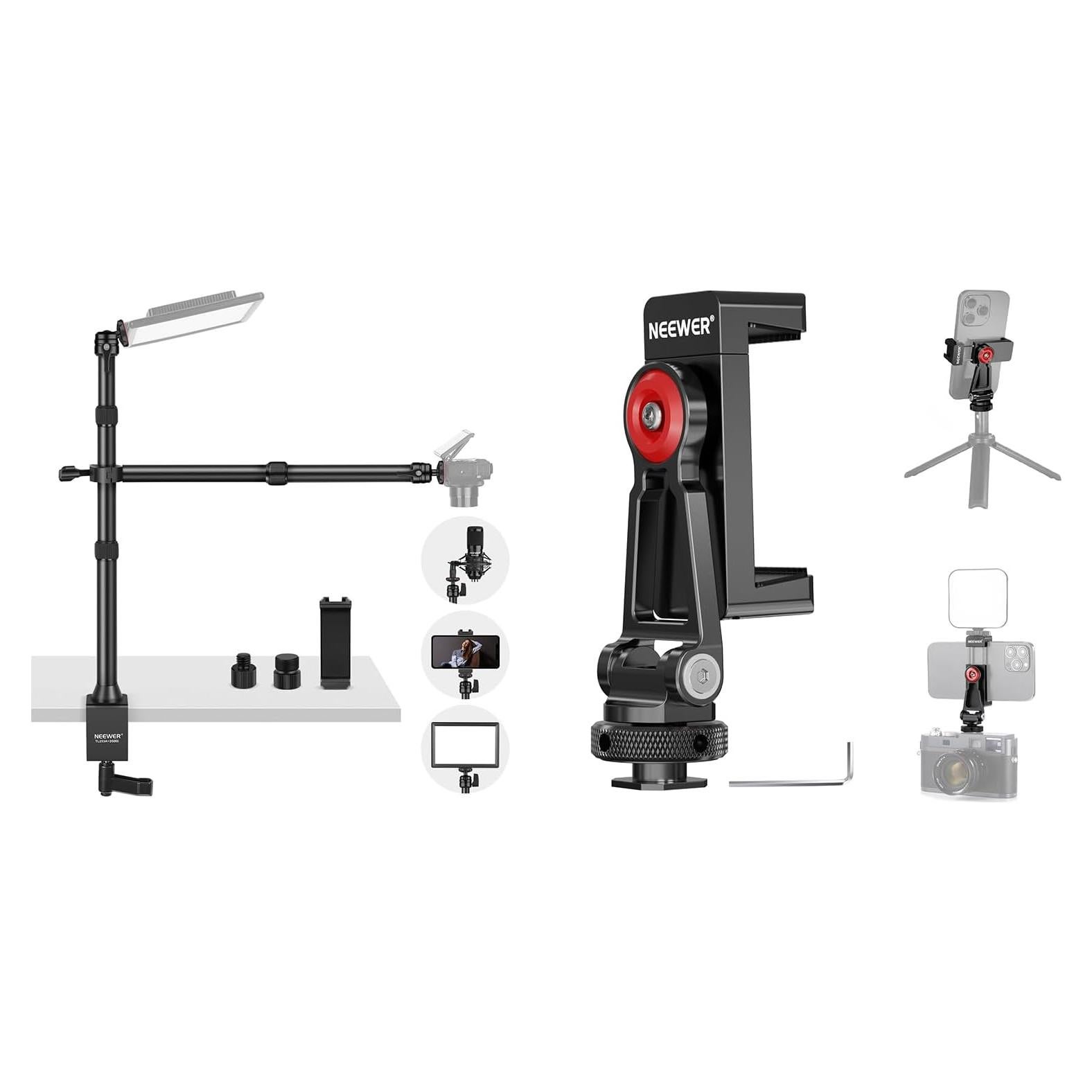 Trípode de Cámara Neewer TL253A con Soporte Teléfono PA001