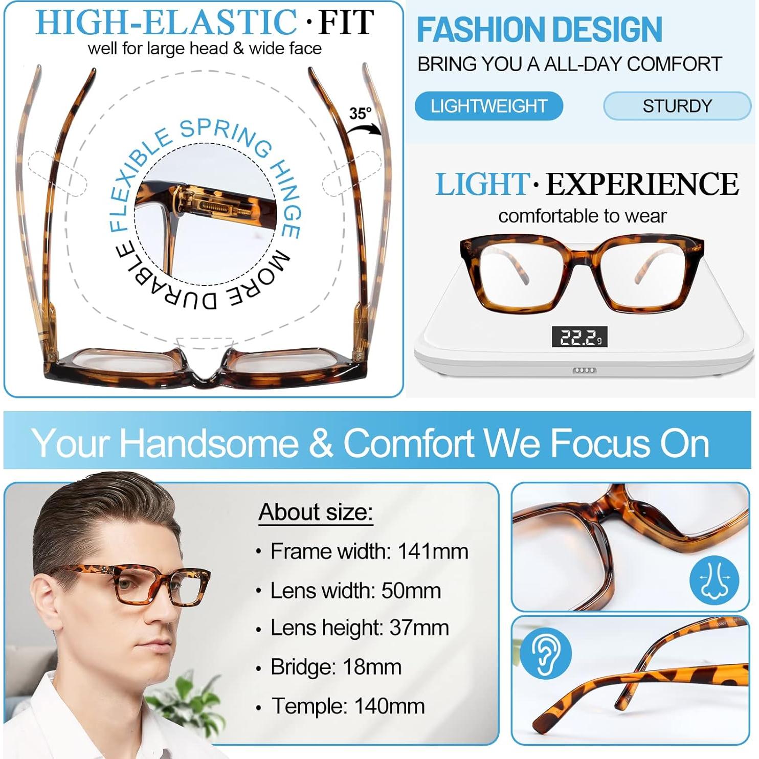 Gafas de Lectura Retro Cuadradas MARE AZZURO +2.5 Hombres