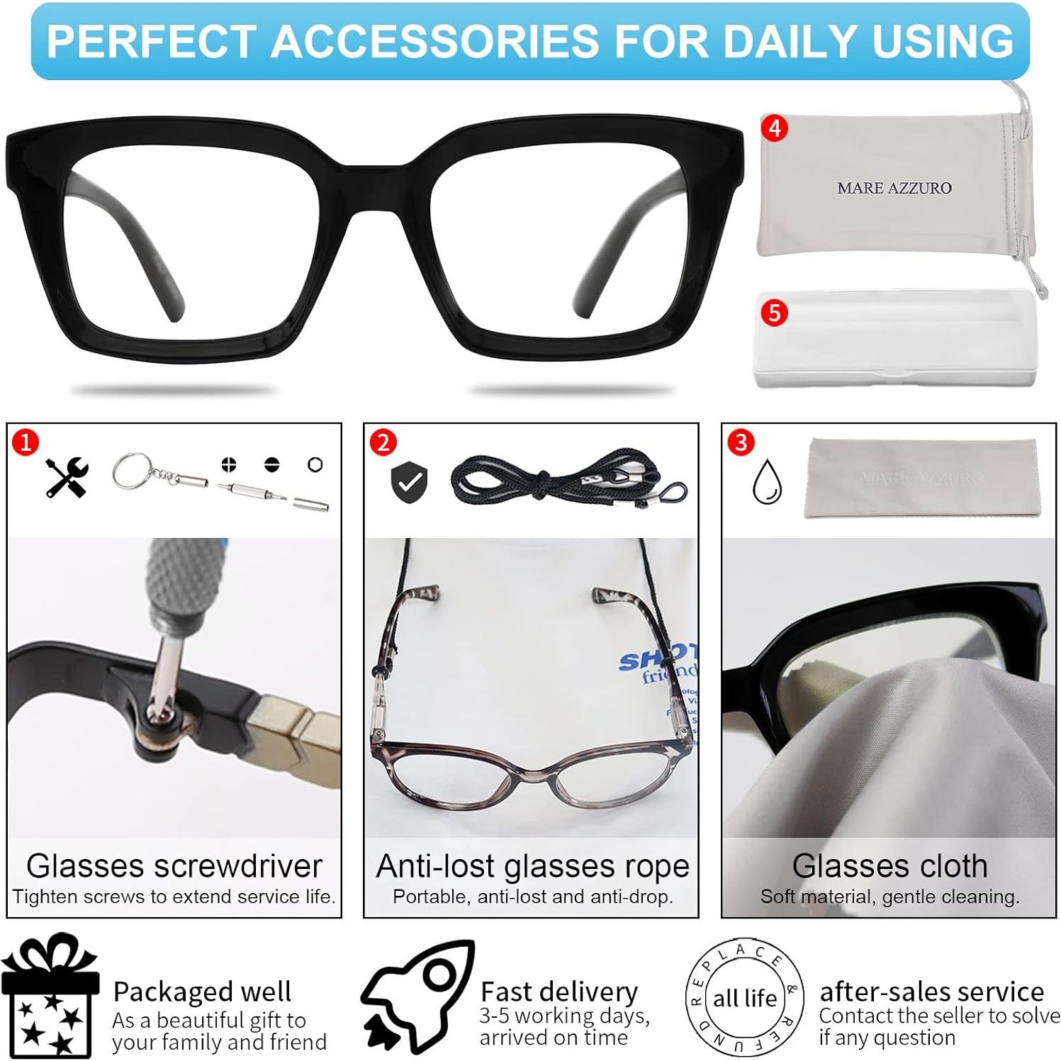 Gafas de Lectura Retro Cuadradas MARE AZZURO 1.00 Negro