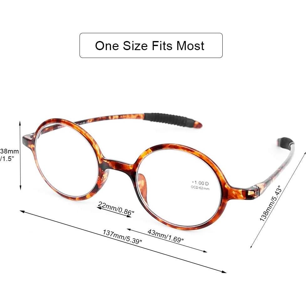 Gafas de lectura DOOViC tortuga +2.00 unisex flexibles