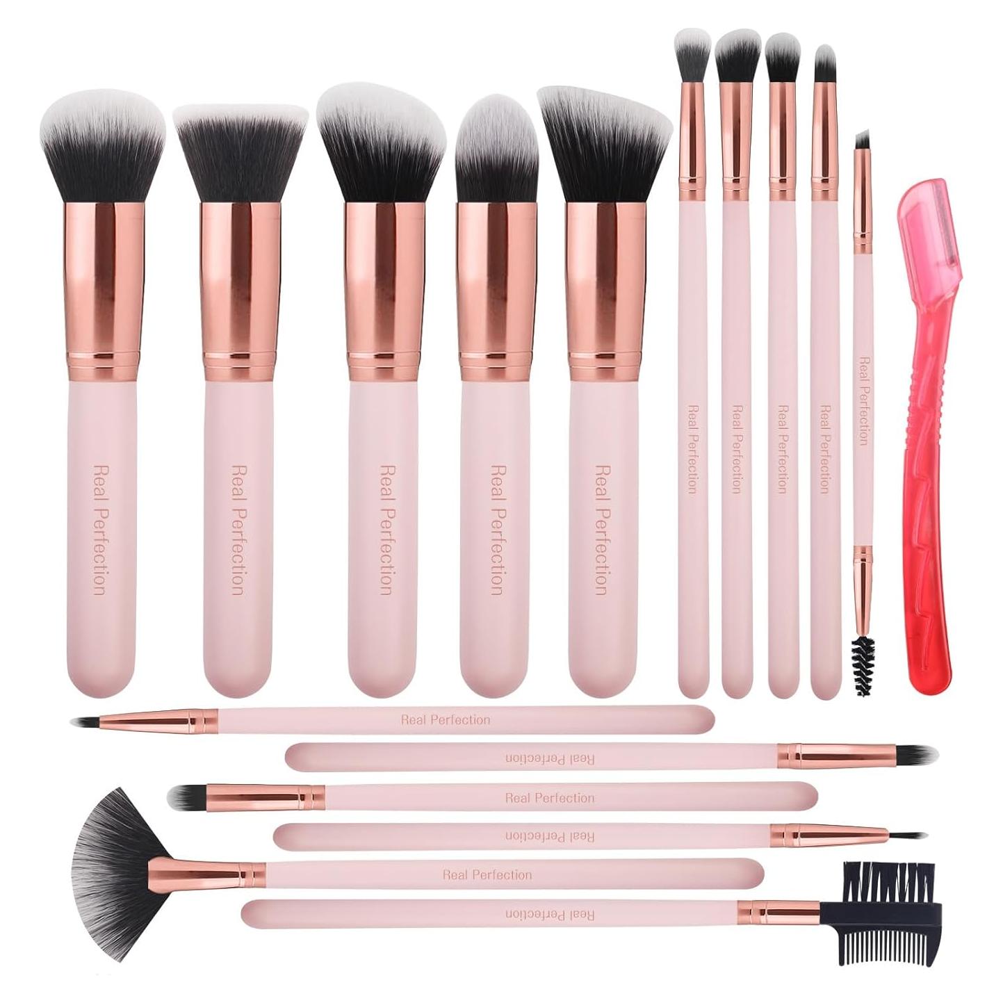 Juego de Brochas de Maquillaje Real Perfection 16 Pcs Rosa