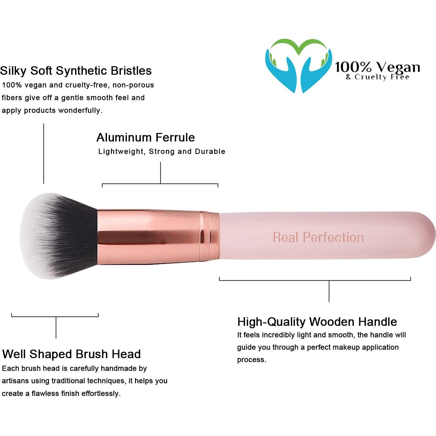 Juego de Brochas de Maquillaje Real Perfection 16 Pcs Rosa