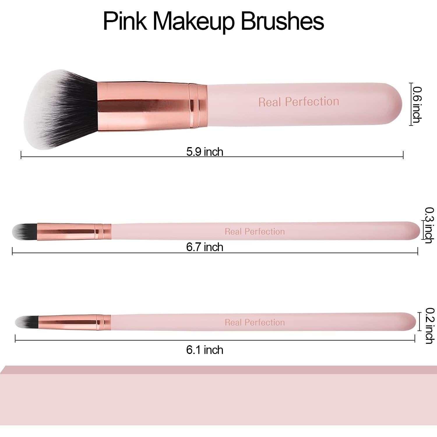 Juego de Brochas de Maquillaje Real Perfection 16 Pcs Rosa