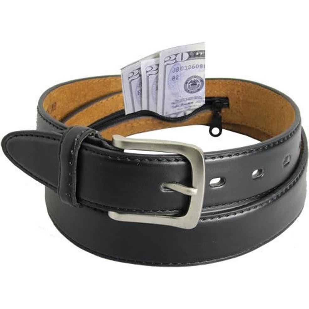 Cinturón de Dinero de Cuero Negro LB Leatherboss Talla 32-64