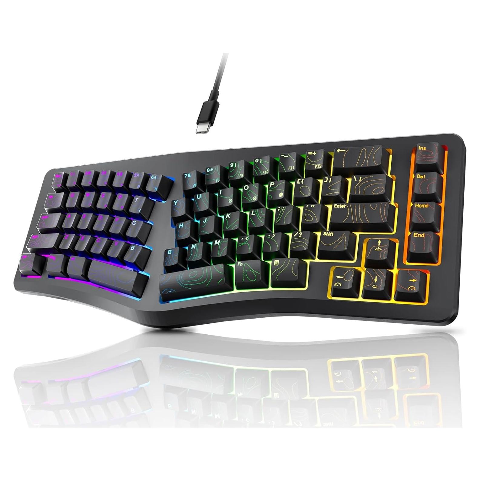 Teclado Ergonómico 7KEYS Compacto RGB USB Tipo-C Negro