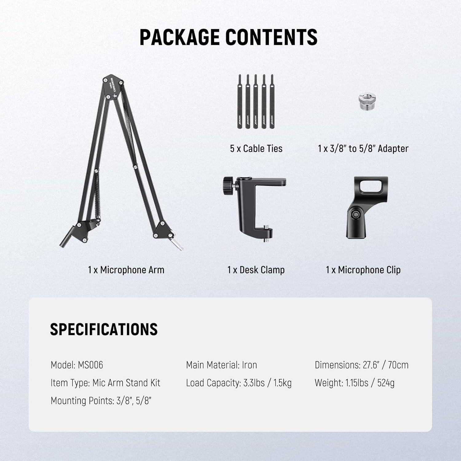 Soporte de Micrófono NEEWER MS006 + Filtro Pop MS011 1.5 kg