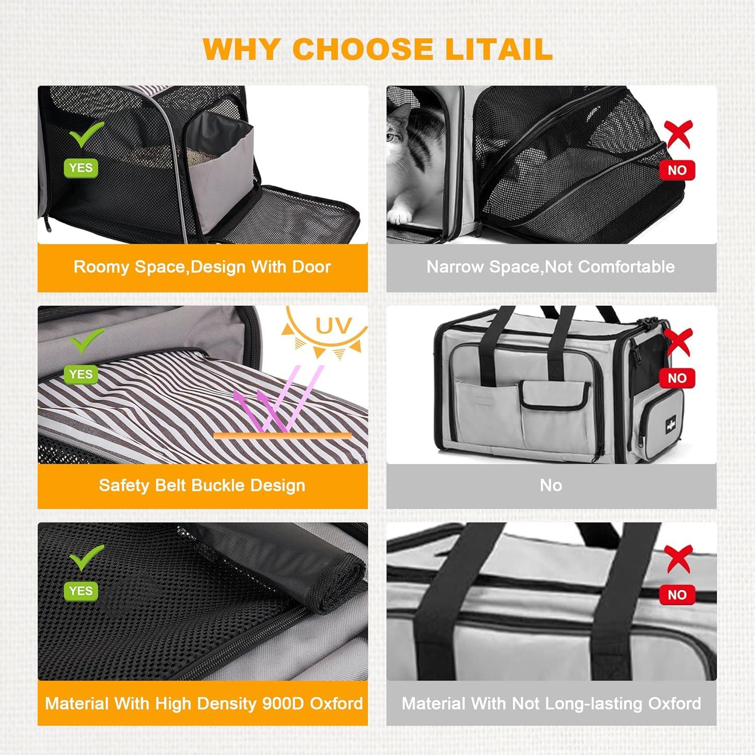 Transportadora de Gatos LitaiL Expandible con Caja de Arena