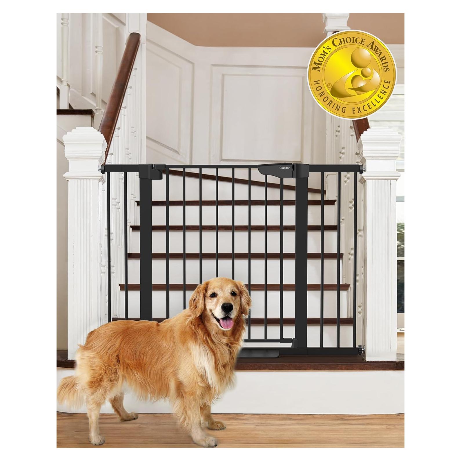 Puerta de Seguridad Cumbor 30.5x75-117cm Negra para Bebés y Mascotas