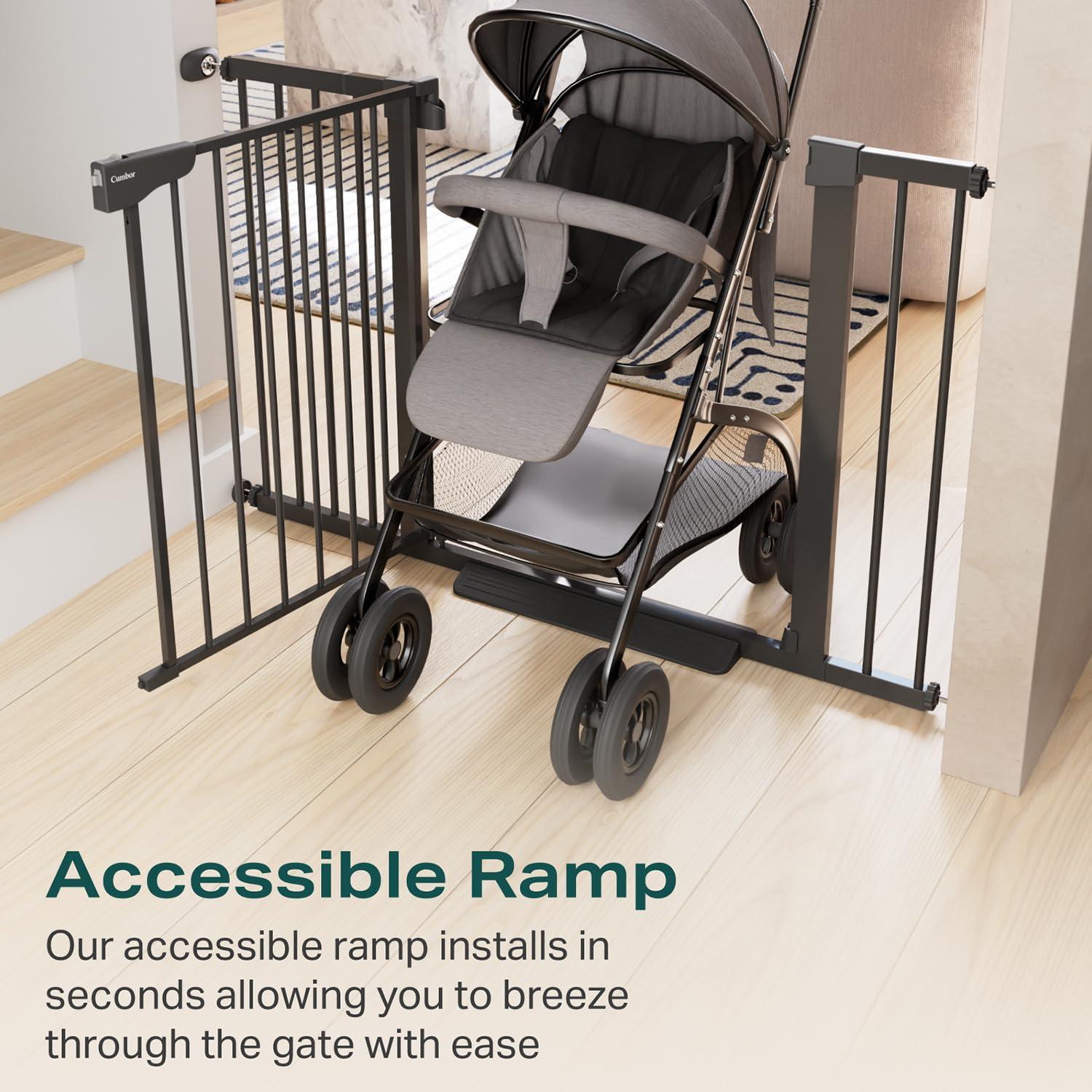 Puerta de Seguridad Cumbor 30.5x75-117cm Negra para Bebés y Mascotas