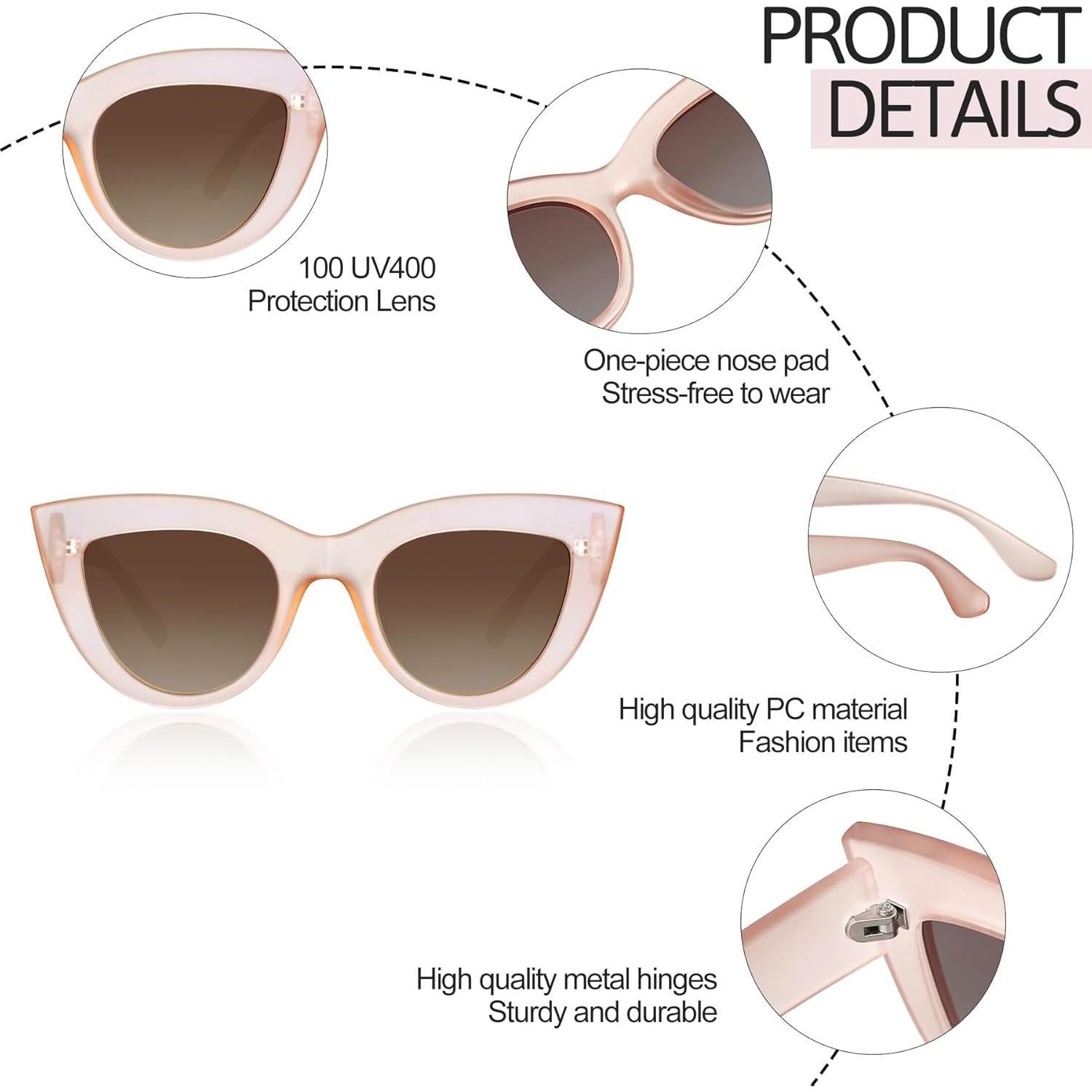 Gafas de sol Joopin cateye polarizadas rosa UV400 para mujer
