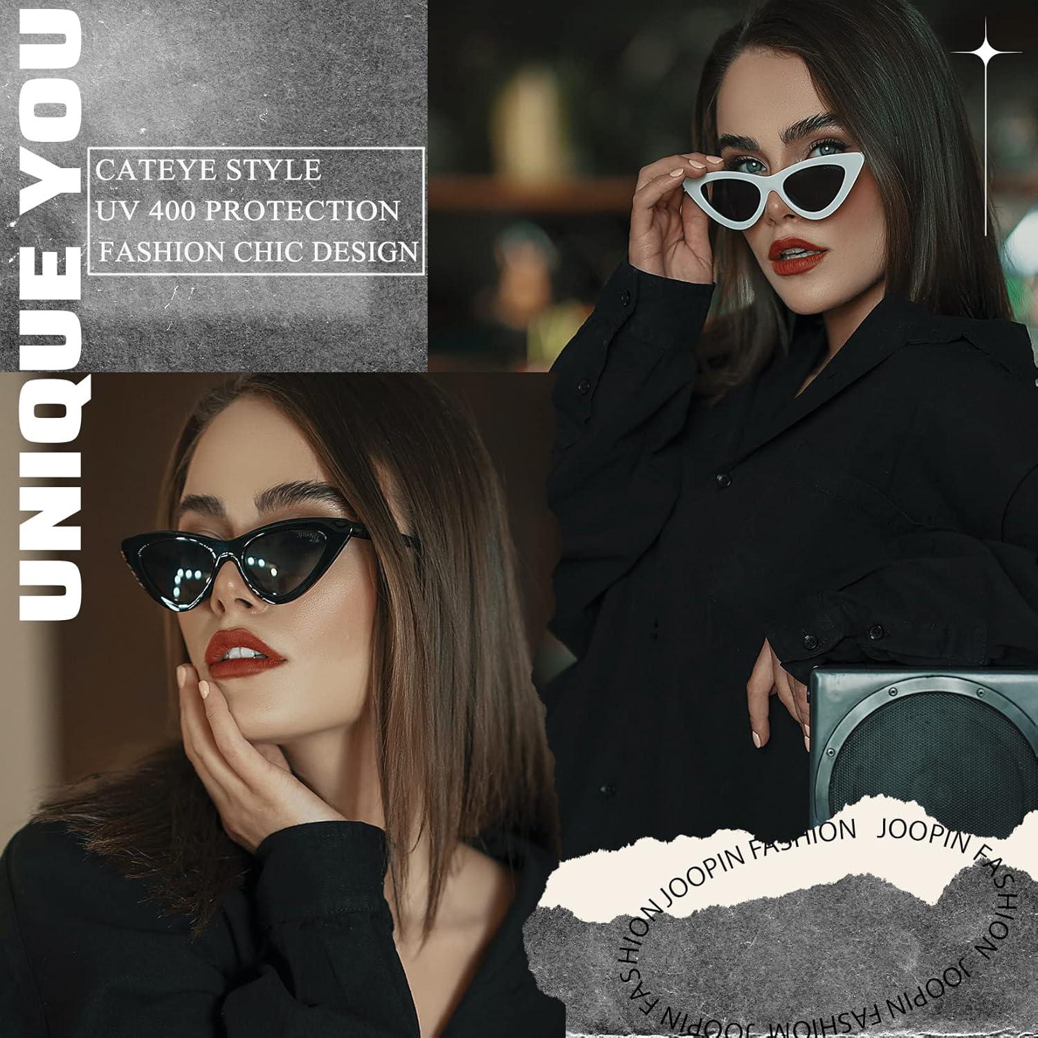 Gafas de sol cat eye Joopin UV400 polarizadas negras y blancas