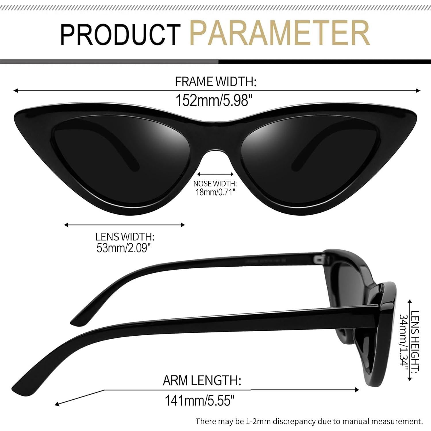 Gafas de sol cat eye Joopin UV400 polarizadas negras y blancas