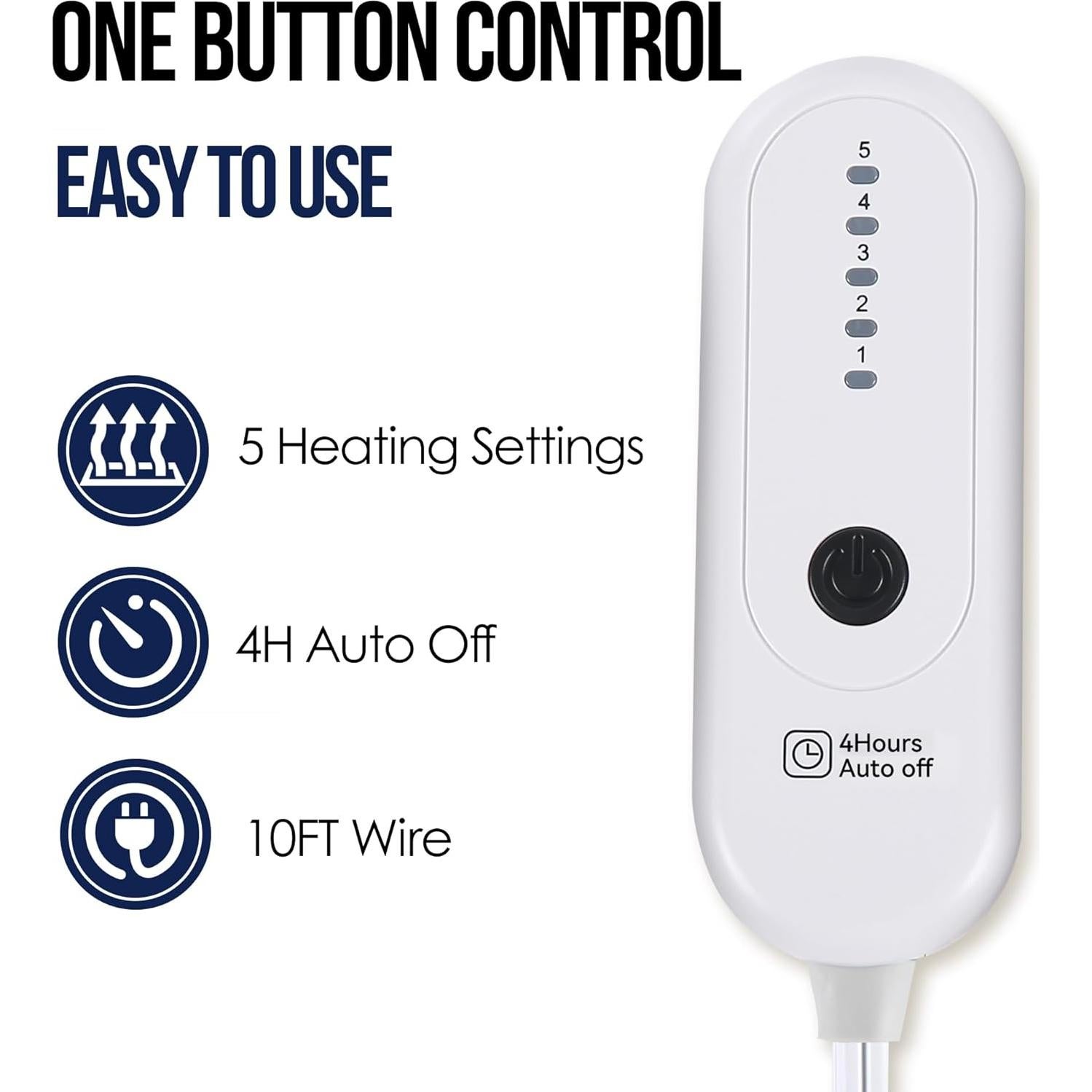 Manta Térmica ESTINGO 50x60 cm 5 Niveles Calor Gris