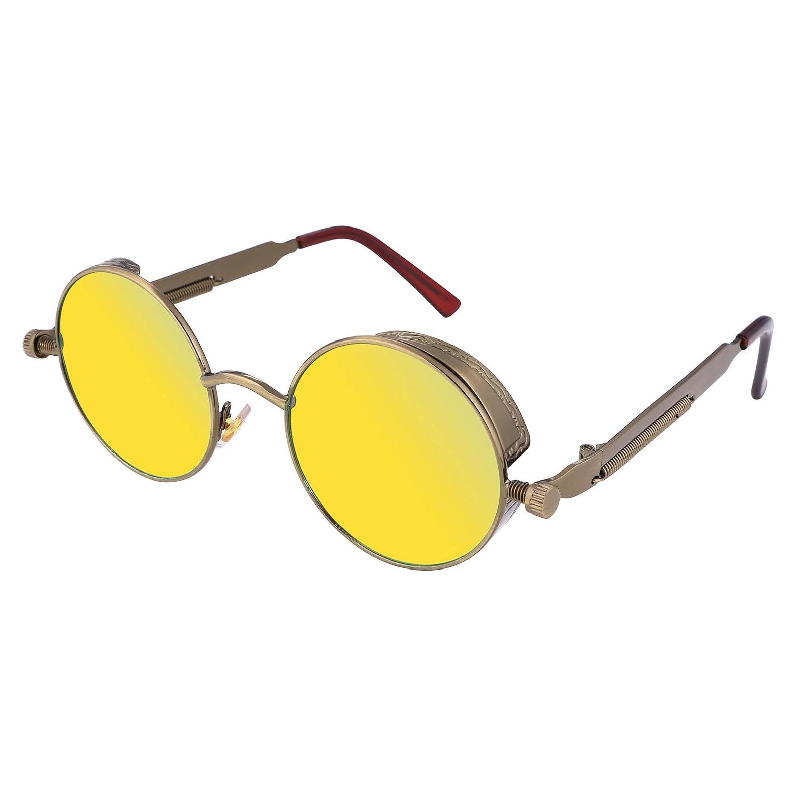 Gafas de Sol Retro Steampunk FEISEDY Bronce Verde 4.83 cm