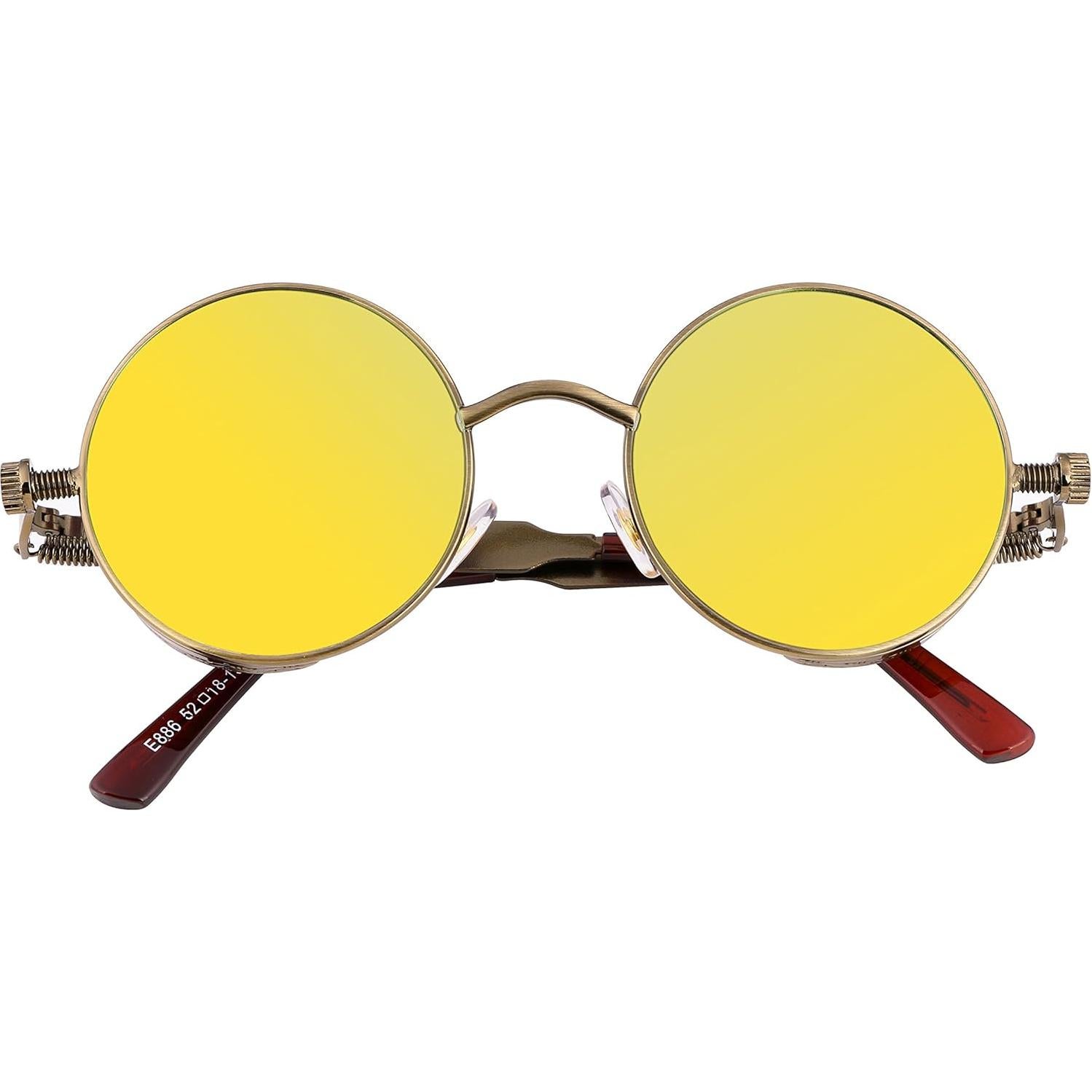 Gafas de Sol Retro Steampunk FEISEDY Bronce Verde 4.83 cm