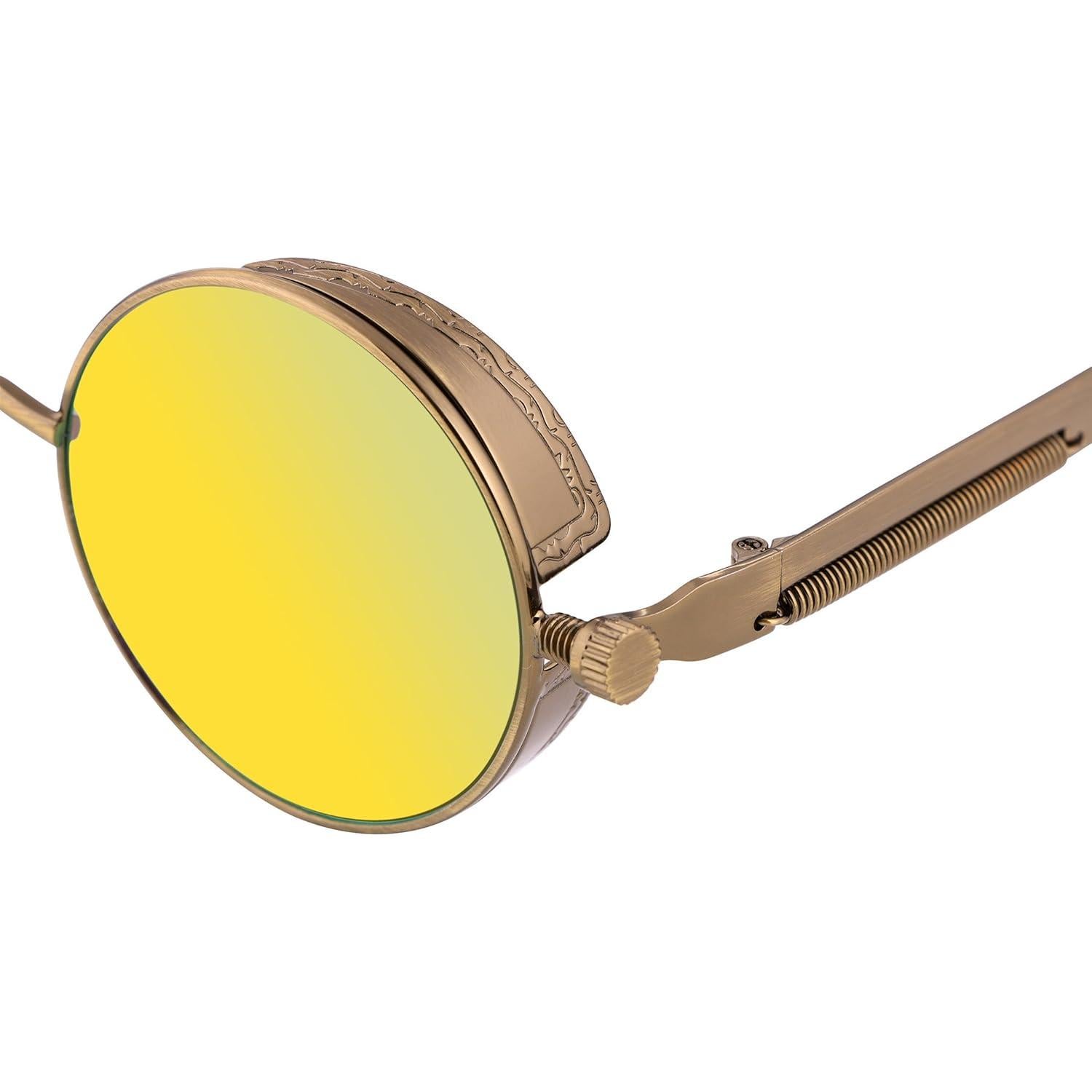 Gafas de Sol Retro Steampunk FEISEDY Bronce Verde 4.83 cm