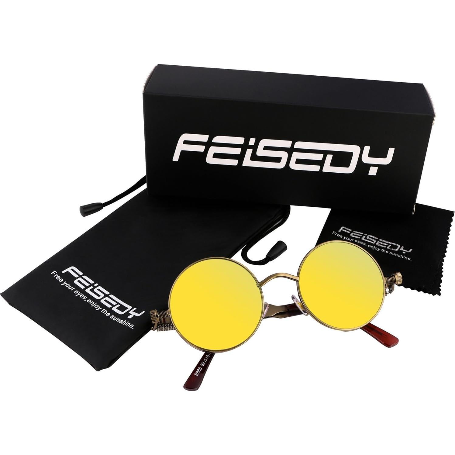 Gafas de Sol Retro Steampunk FEISEDY Bronce Verde 4.83 cm