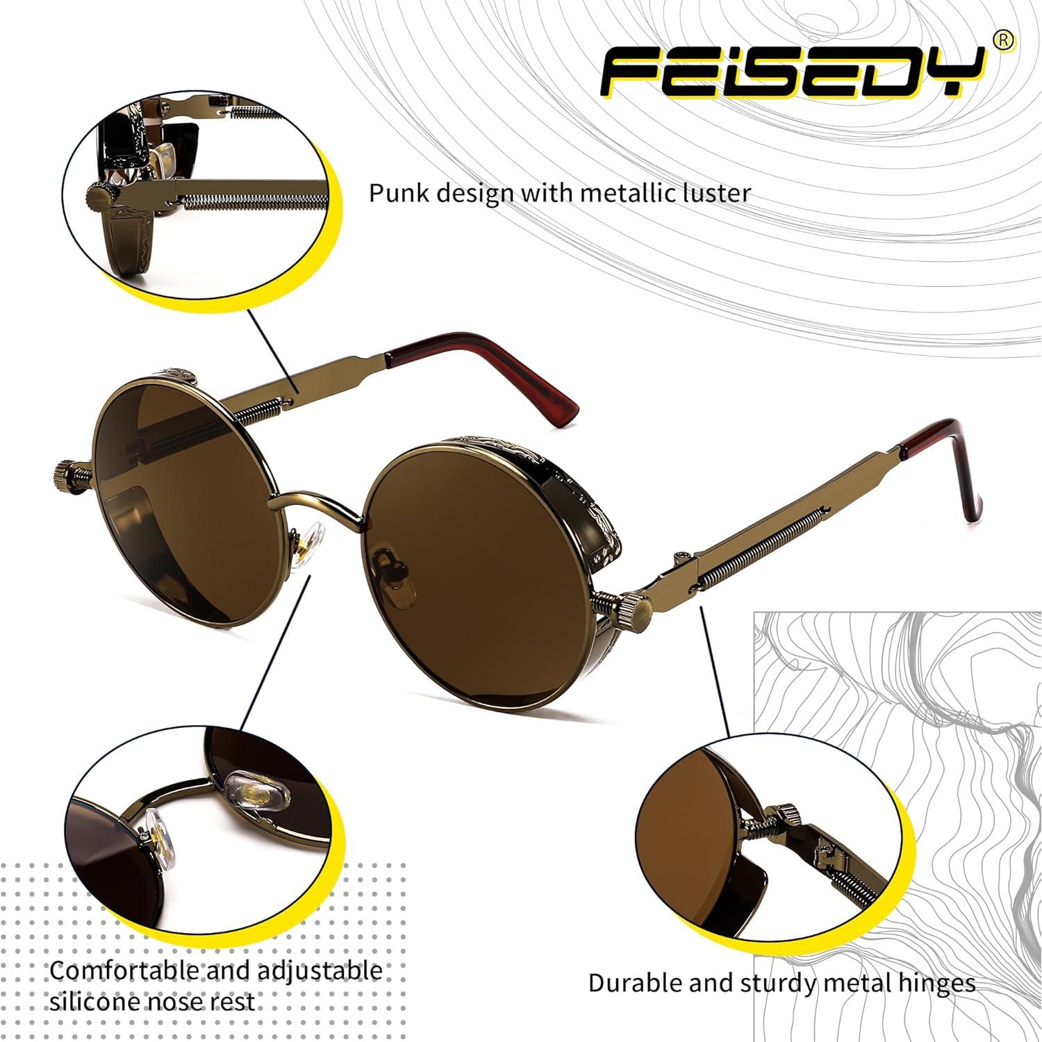 Gafas de Sol Retro Steampunk FEISEDY Modelo B1857 Bronce