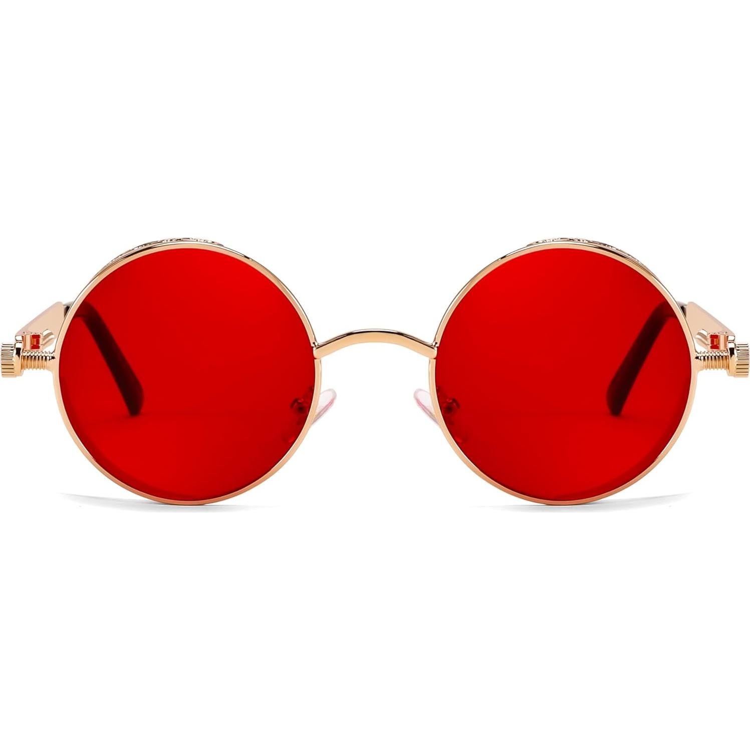 Gafas de Sol Retro Steampunk FEISEDY Oro/Rojo 48mm