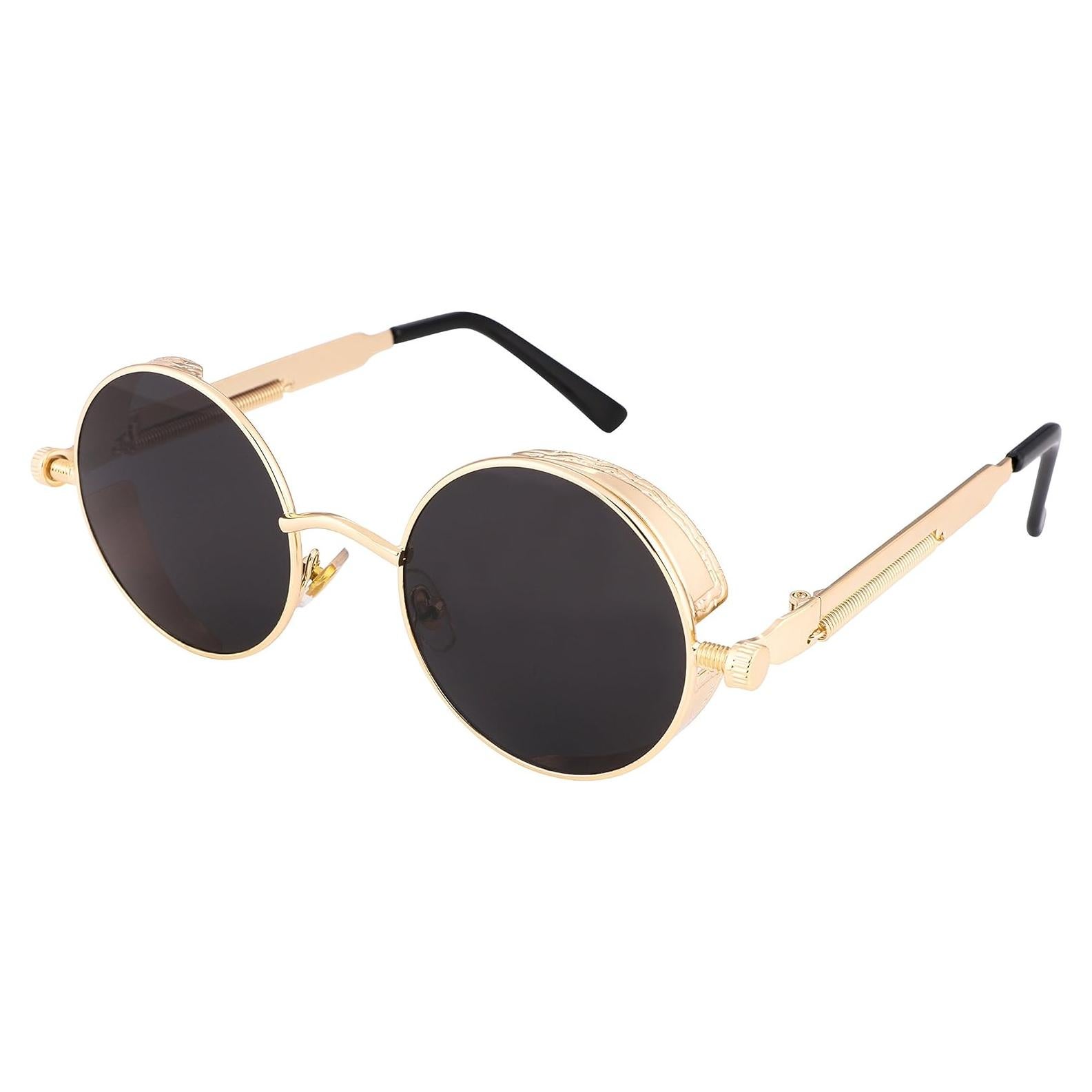 Gafas de Sol Retro Steampunk FEISEDY Oro/Gris 4.83 cm