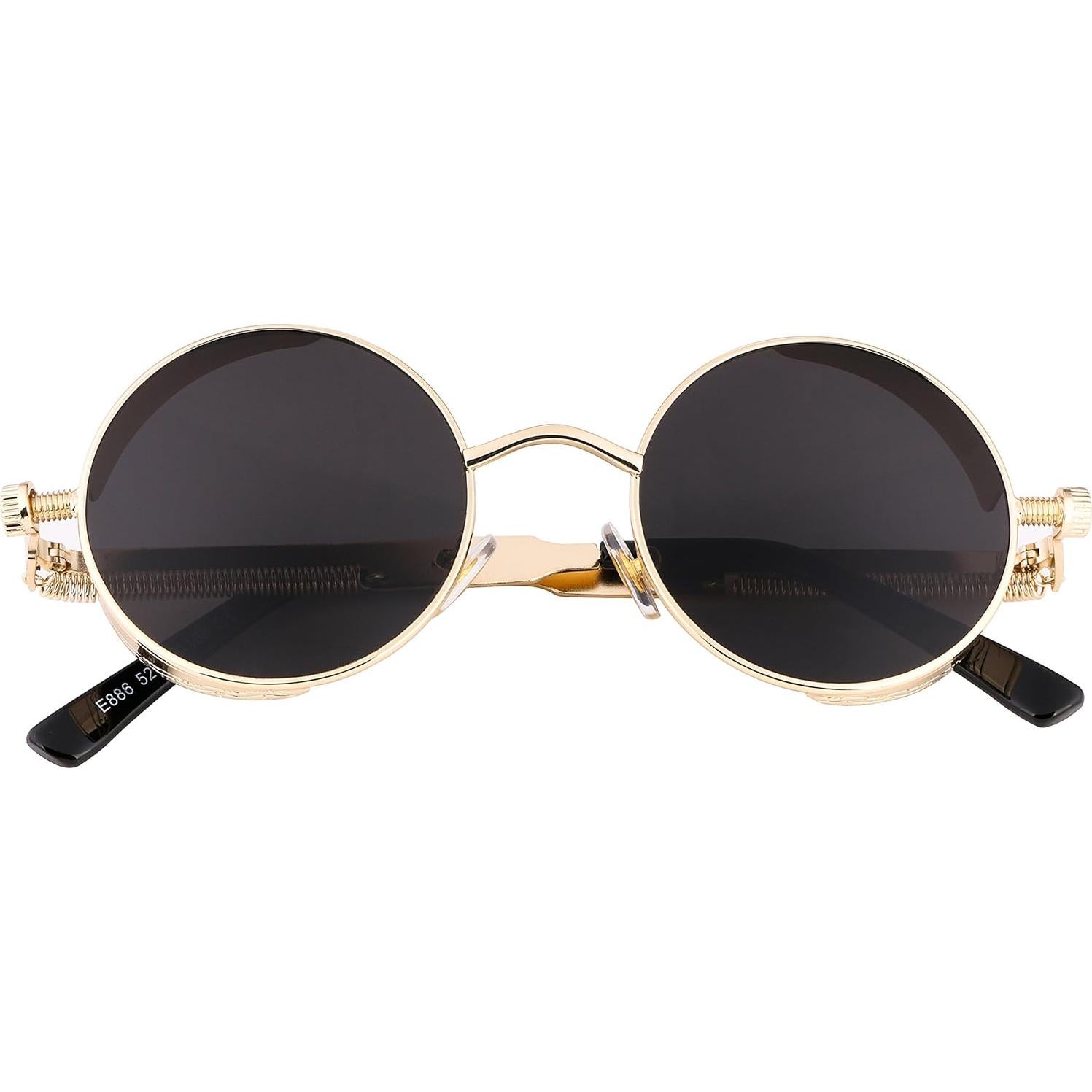 Gafas de Sol Retro Steampunk FEISEDY Oro/Gris 4.83 cm