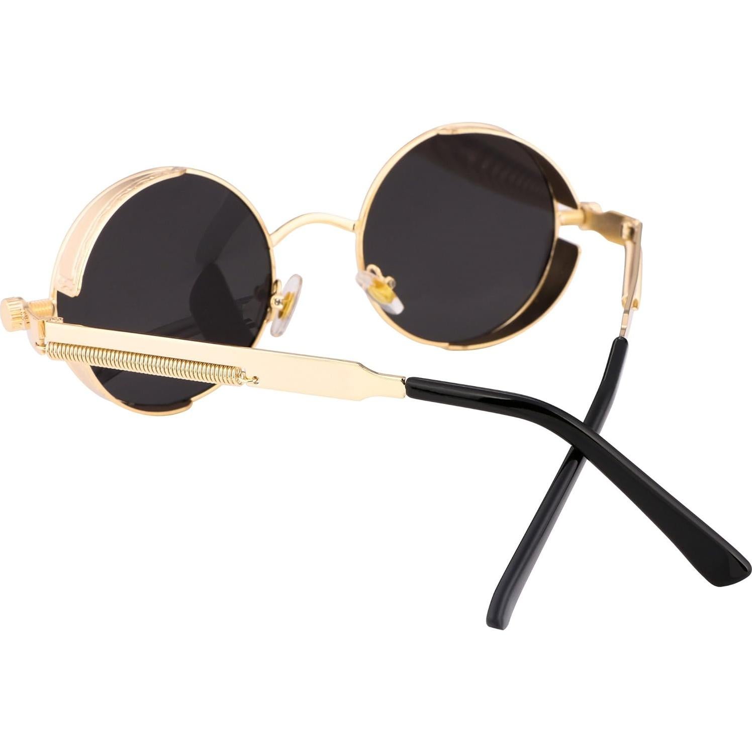 Gafas de Sol Retro Steampunk FEISEDY Oro/Gris 4.83 cm