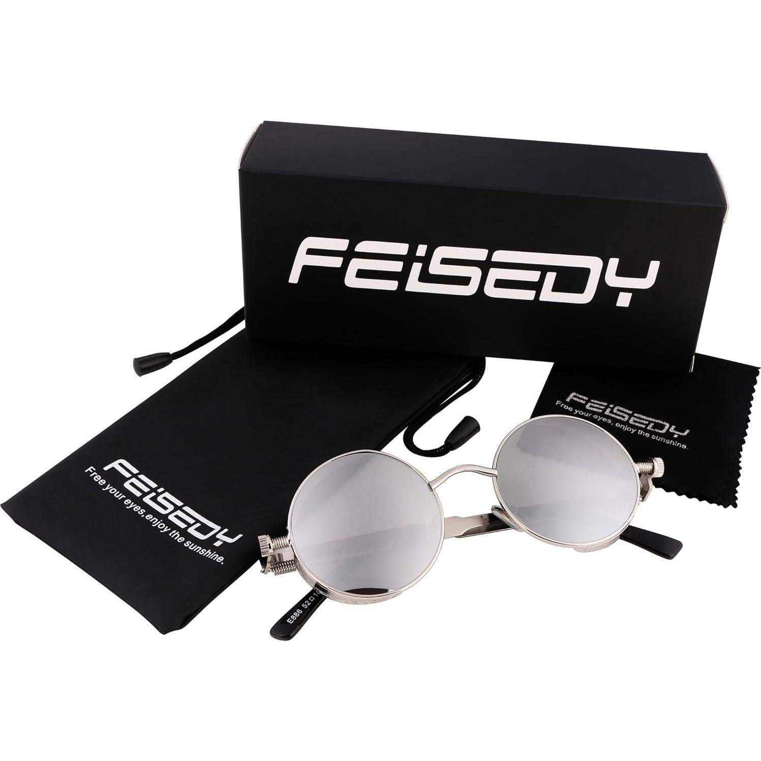 Gafas de Sol Retro Steampunk FEISEDY Modelo B1857 Plata