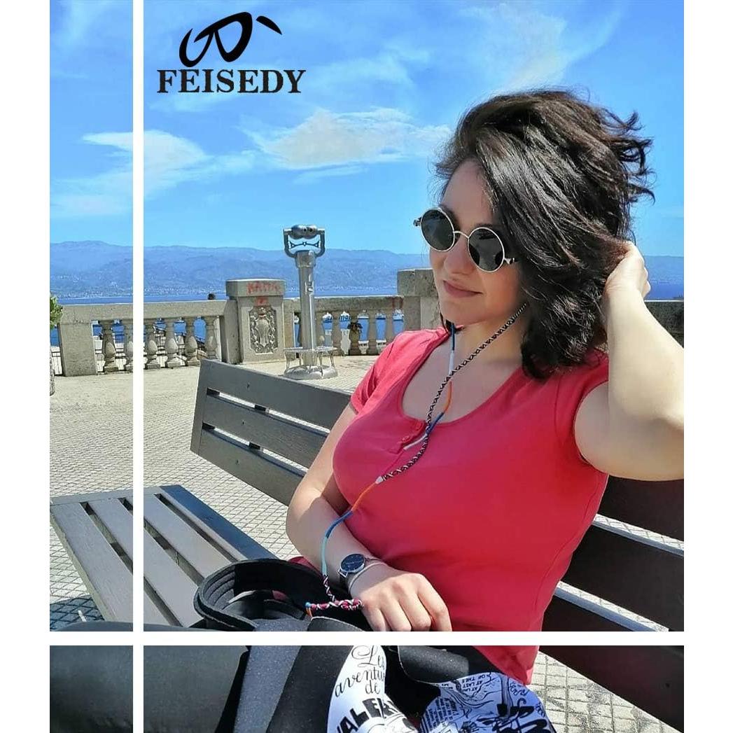 Gafas de Sol Retro Steampunk FEISEDY Metalicas Plata 4.83cm