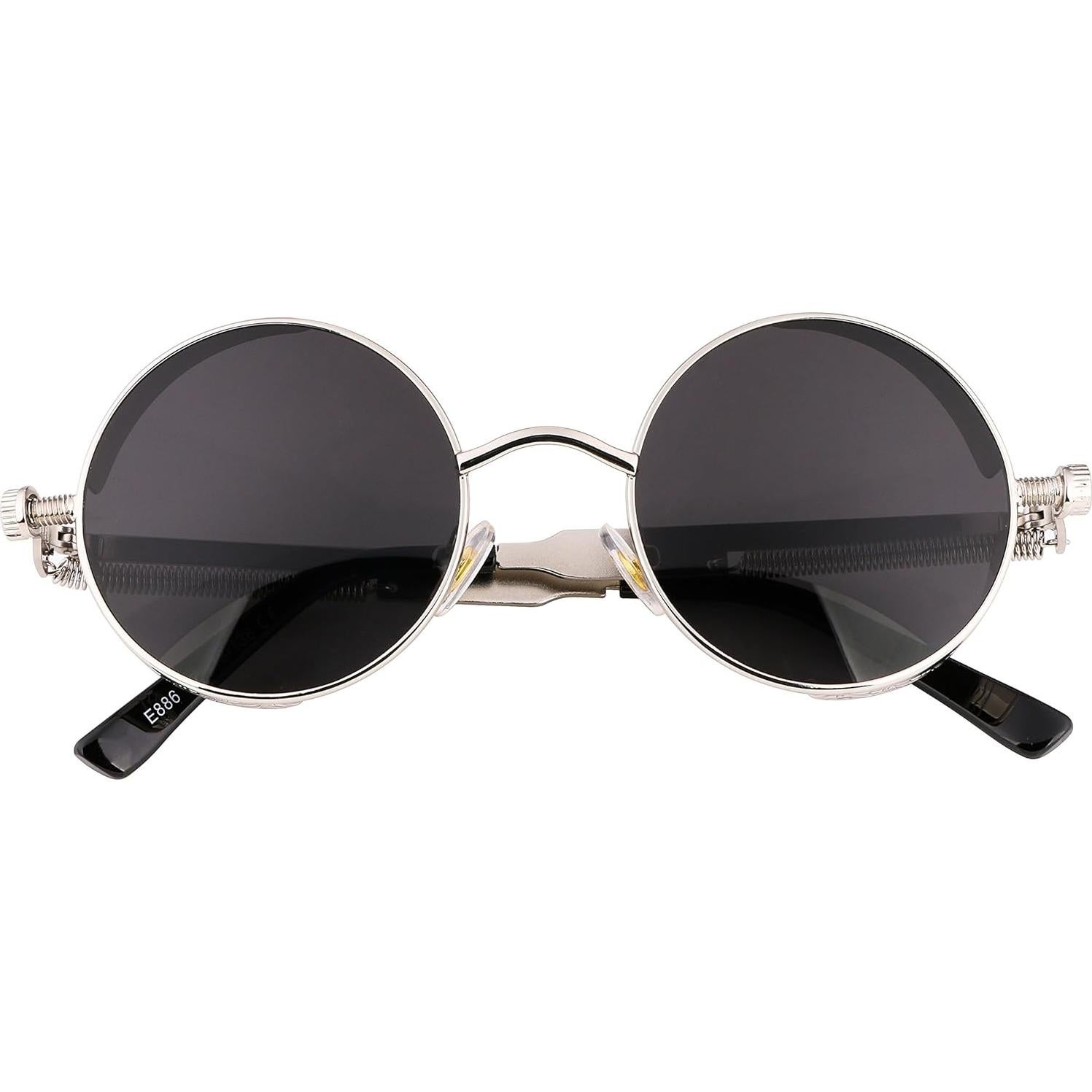 Gafas de Sol Retro Steampunk FEISEDY Metalicas Plata 4.83cm