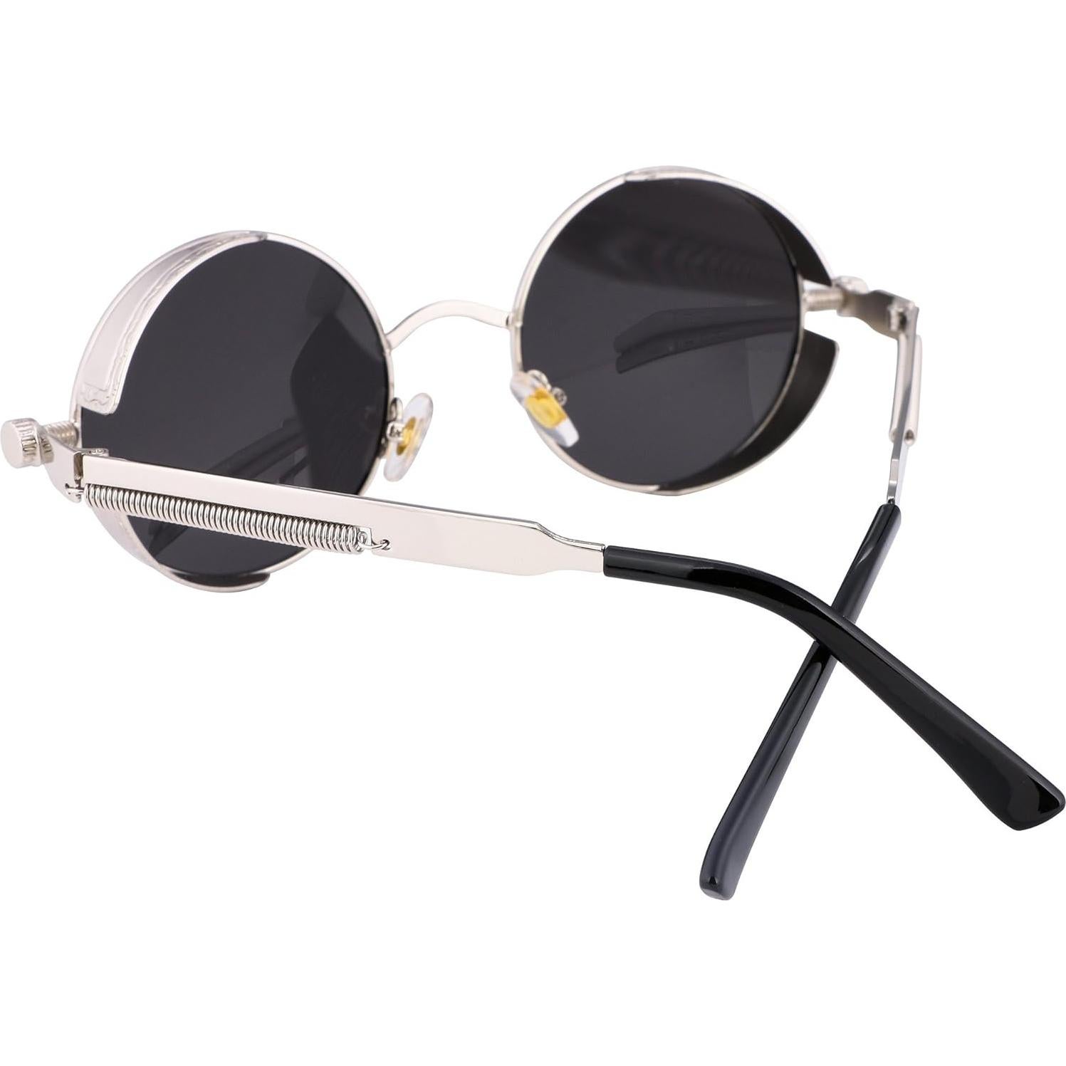 Gafas de Sol Retro Steampunk FEISEDY Metalicas Plata 4.83cm