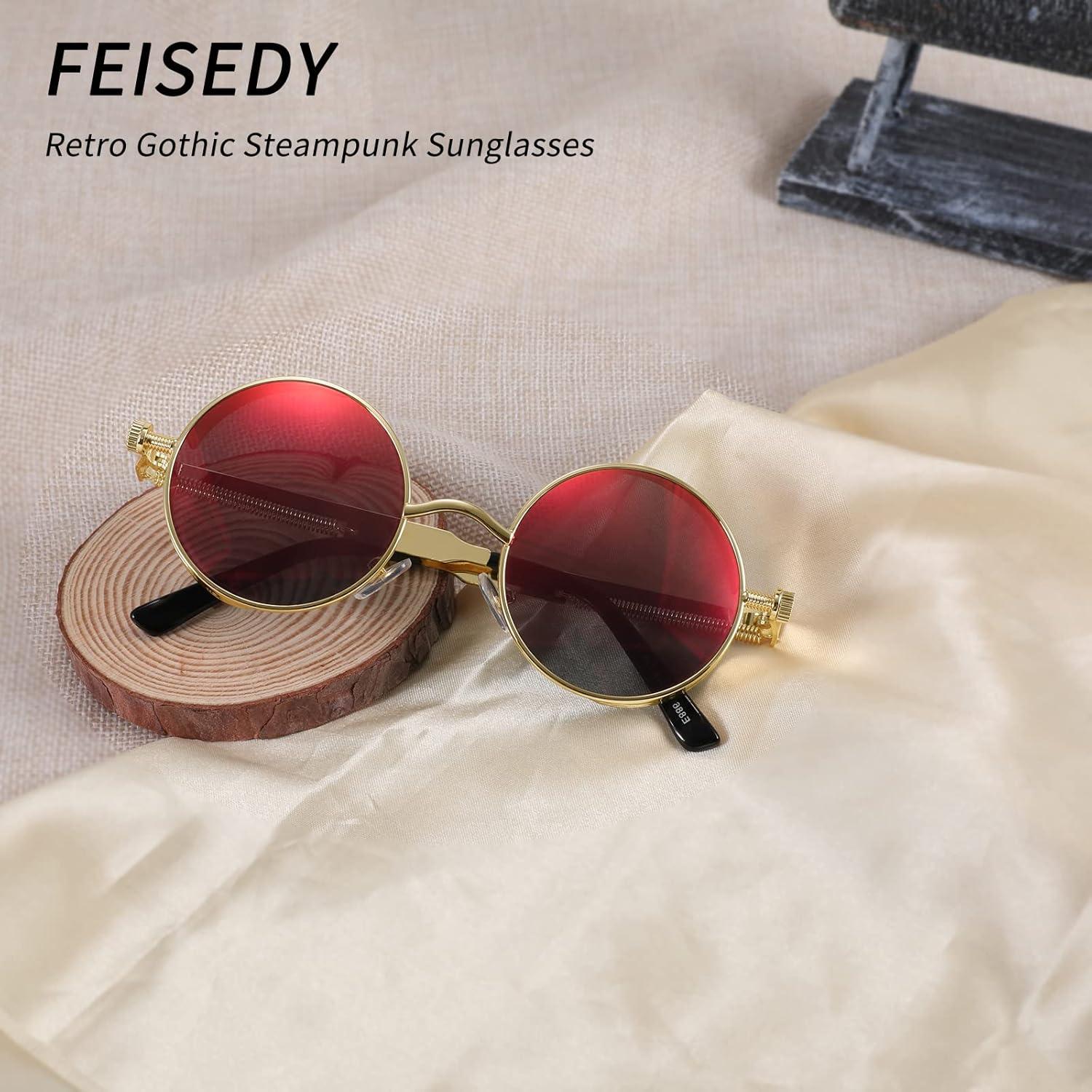 Gafas de Sol FEISEDY Steampunk Metal Redondas UV400