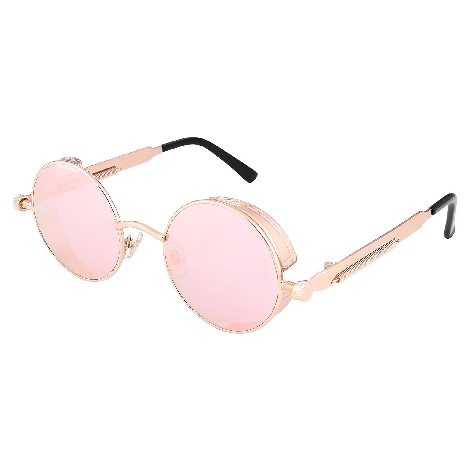 Gafas de Sol Retro Steampunk FEISEDY Oro/Rosa HD UV400