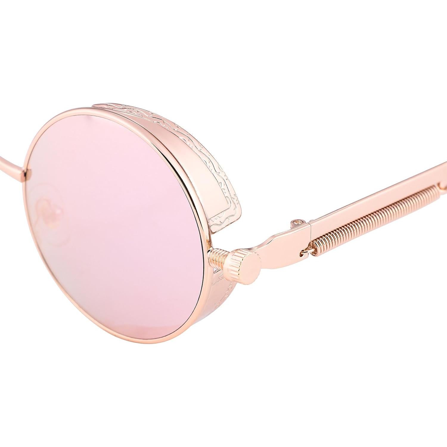 Gafas de Sol Retro Steampunk FEISEDY Oro/Rosa HD UV400