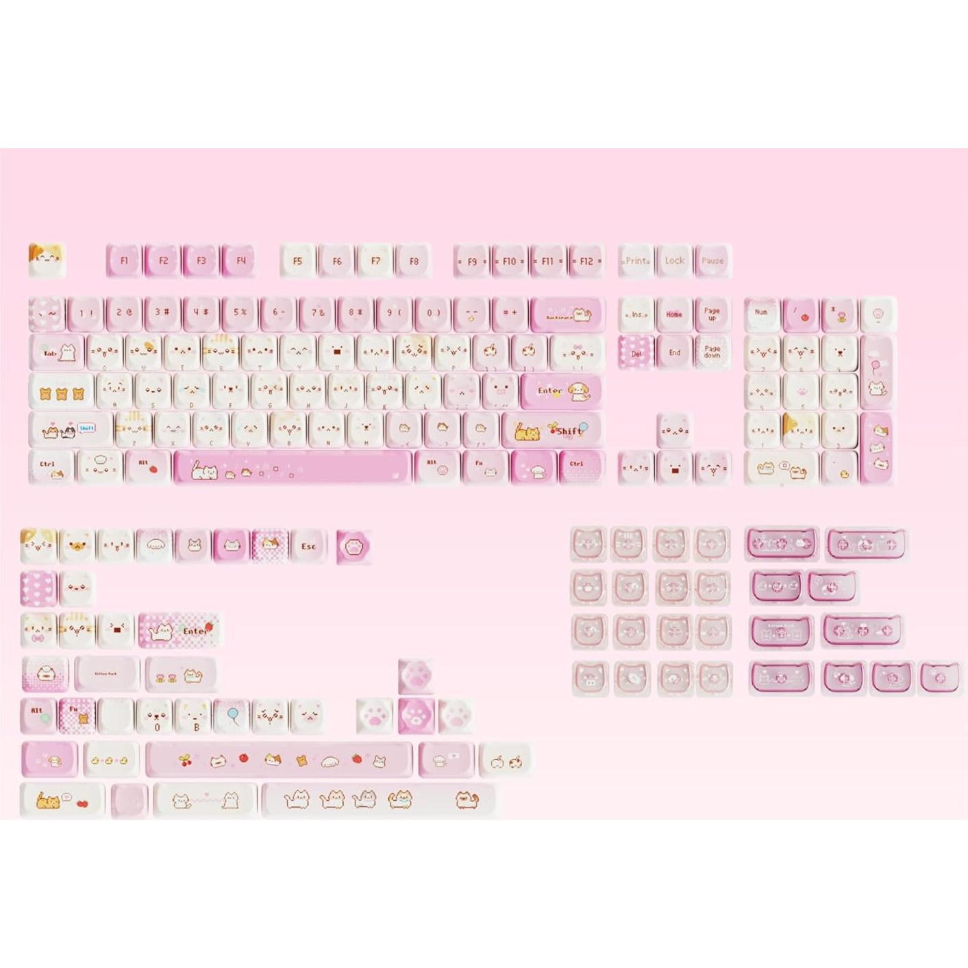 Juego de Teclas PBT daixiahu 141PBT + 26PC Pixel Meow