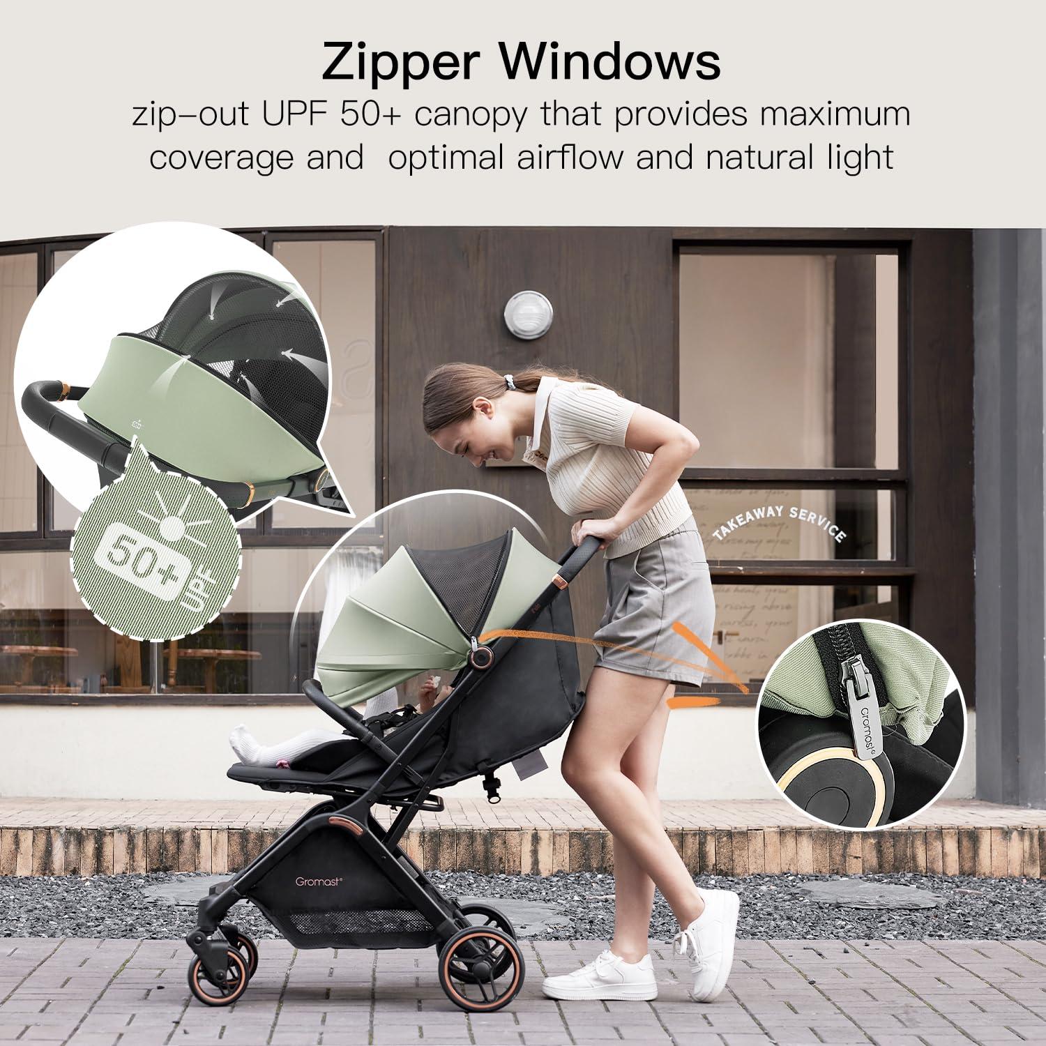 Carrito de bebé Gromast Plegable Verde 7.26 kg Ajustable