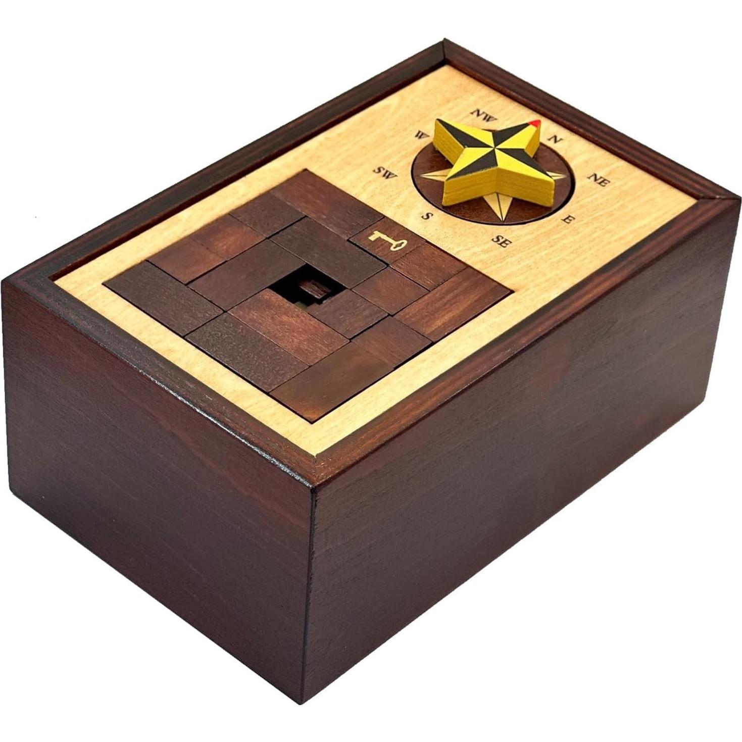Navigation Enigma Secret Puzzle Box Money and Gift Card Holder in a Wood IQ Escape challenging Lock Box with Hidden Compartments Brainteaser