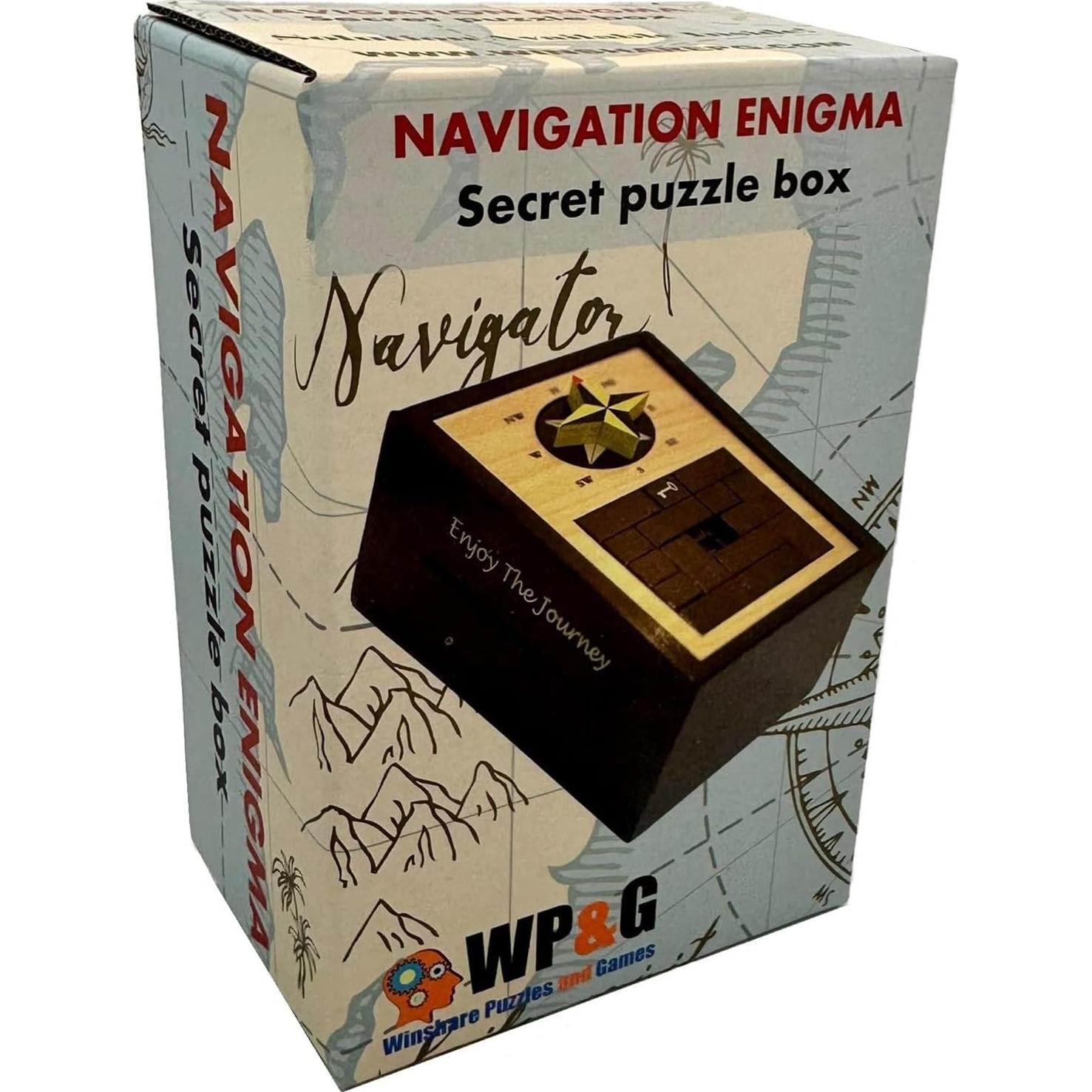 Navigation Enigma Secret Puzzle Box Money and Gift Card Holder in a Wood IQ Escape challenging Lock Box with Hidden Compartments Brainteaser