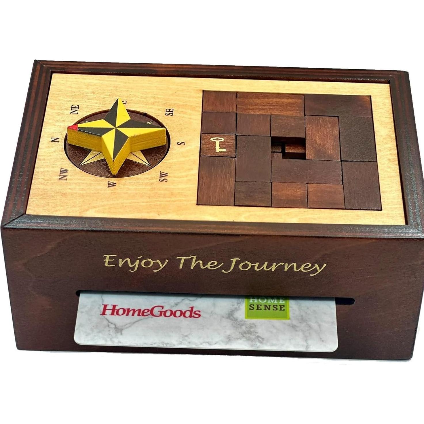 Navigation Enigma Secret Puzzle Box Money and Gift Card Holder in a Wood IQ Escape challenging Lock Box with Hidden Compartments Brainteaser