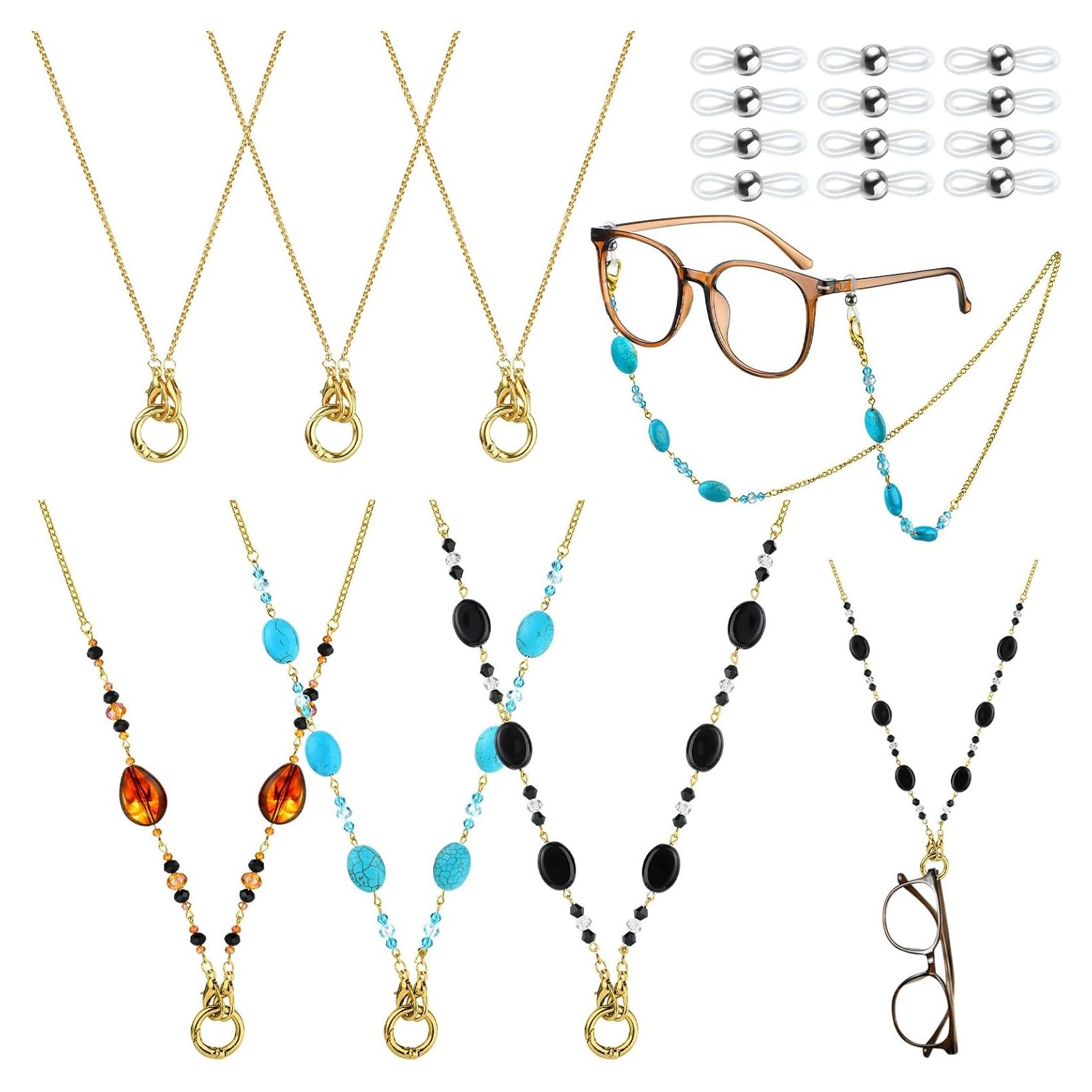 Geyoga Soporte de Gafas 2-en-1 Dorado 6 Pcs Collar