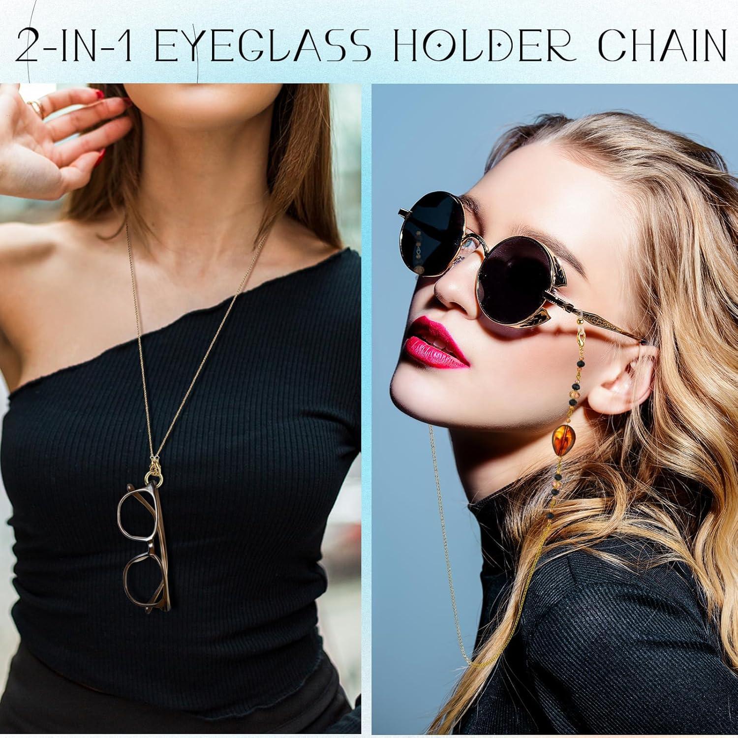 Geyoga Soporte de Gafas 2-en-1 Dorado 6 Pcs Collar