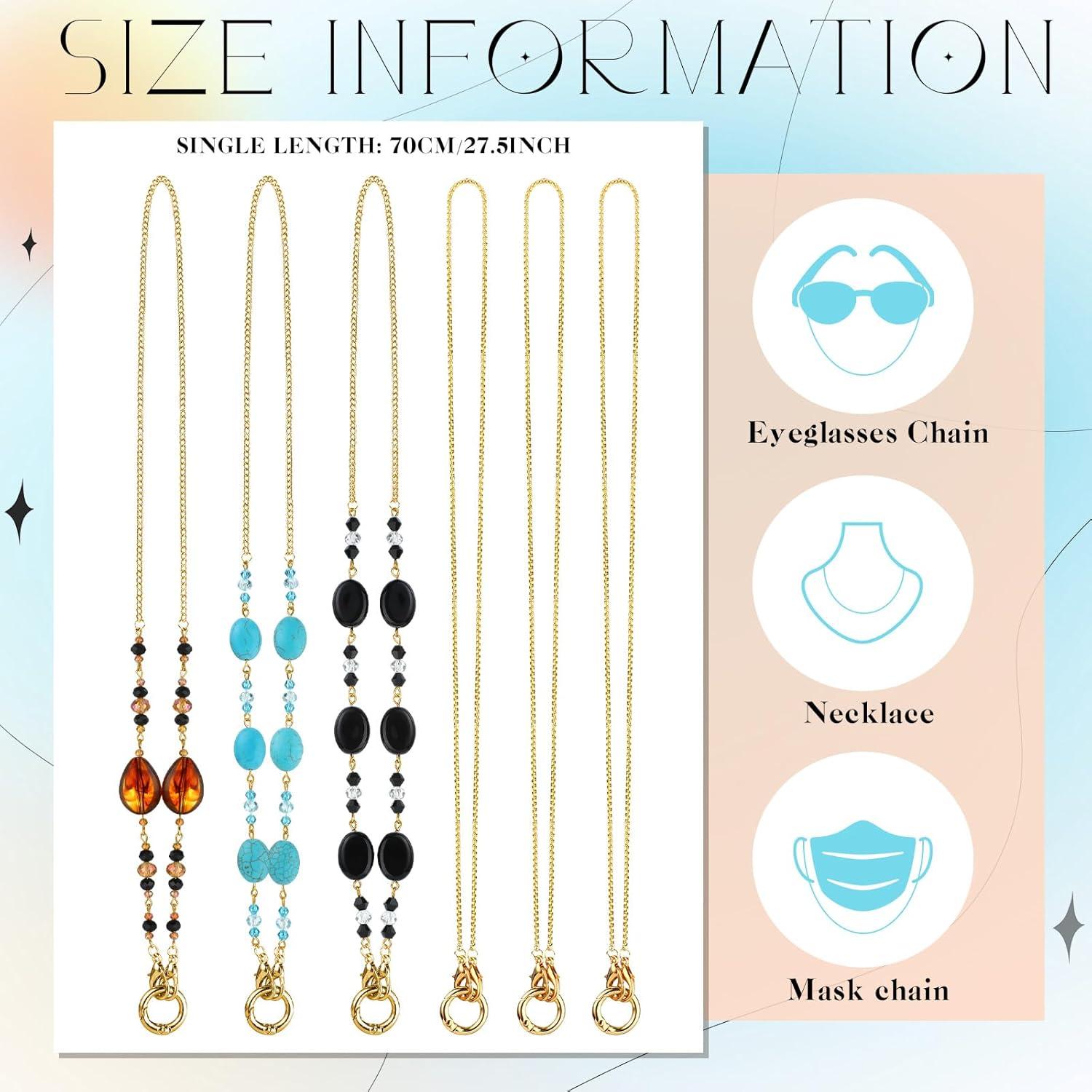 Geyoga Soporte de Gafas 2-en-1 Dorado 6 Pcs Collar