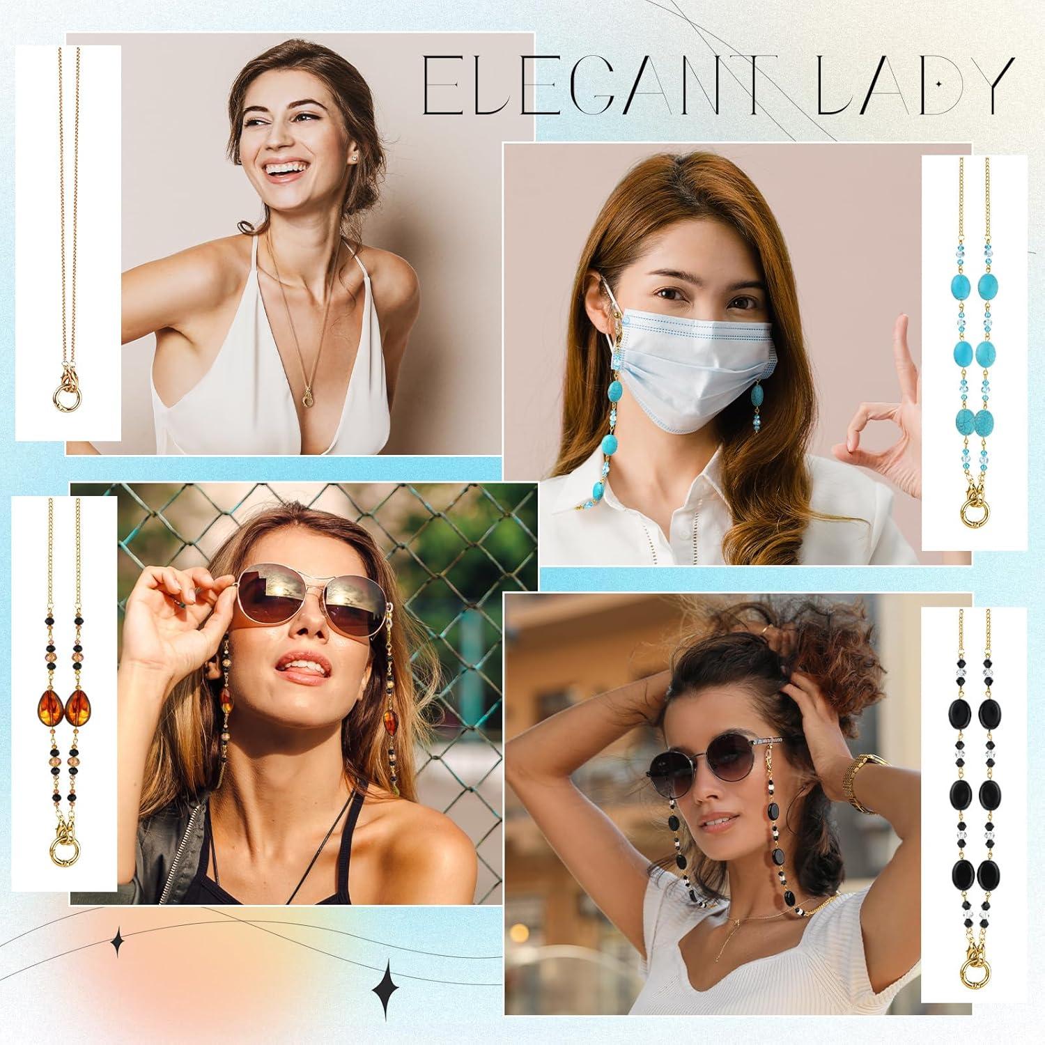 Geyoga Soporte de Gafas 2-en-1 Dorado 6 Pcs Collar