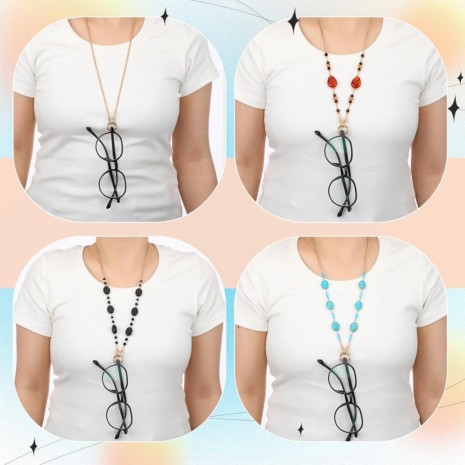 Geyoga Soporte de Gafas 2-en-1 Dorado 6 Pcs Collar