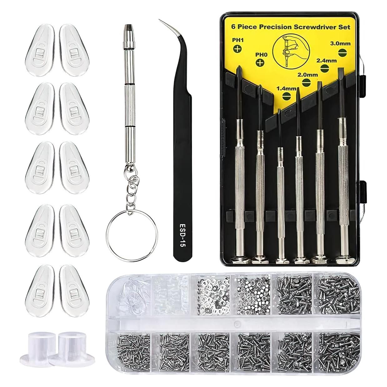 Kit de Reparación de Gafas Kingsdun 1100 Piezas con Destornilladores