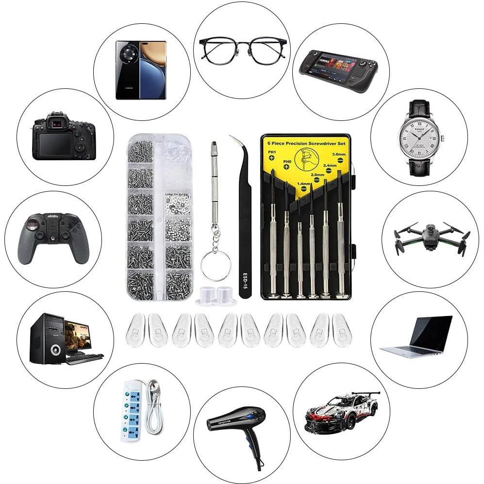 Kit de Reparación de Gafas Kingsdun 1100 Piezas con Destornilladores