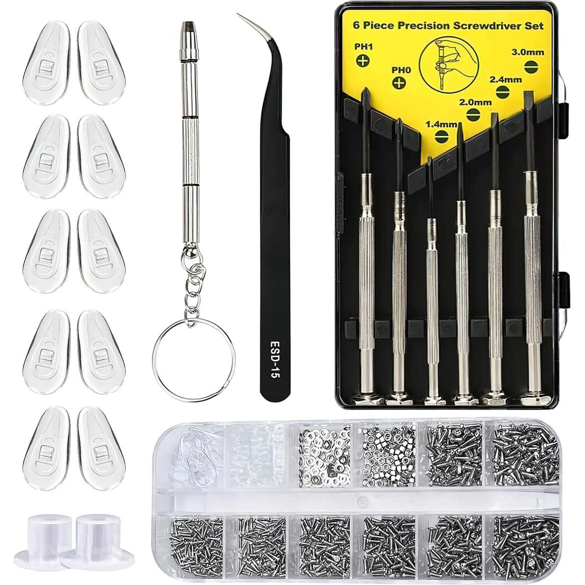 Kit de Reparación de Gafas Kingsdun 1100 Piezas con Destornilladores