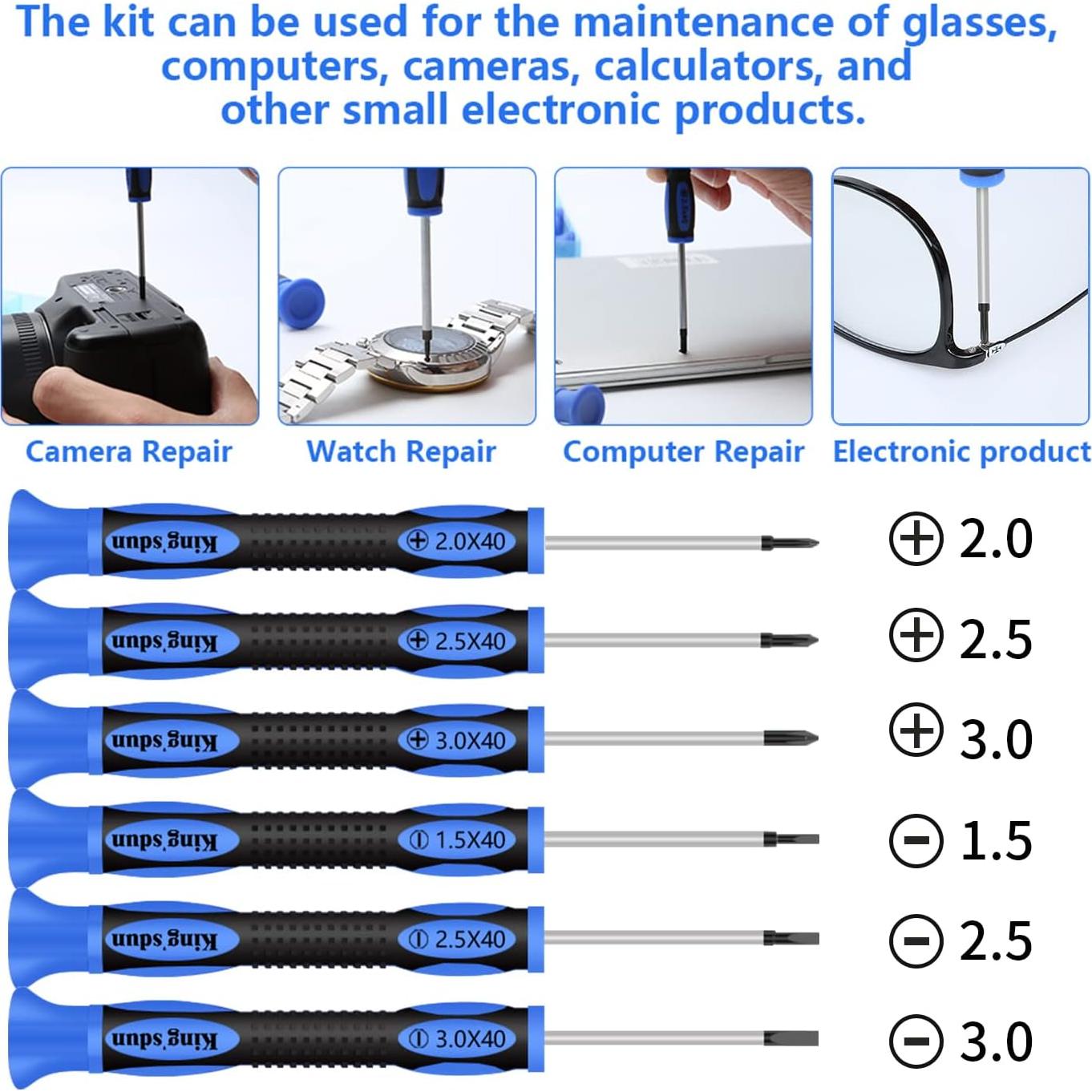 Kit de Reparación de Gafas Kingsdun con 1200 Tornillos