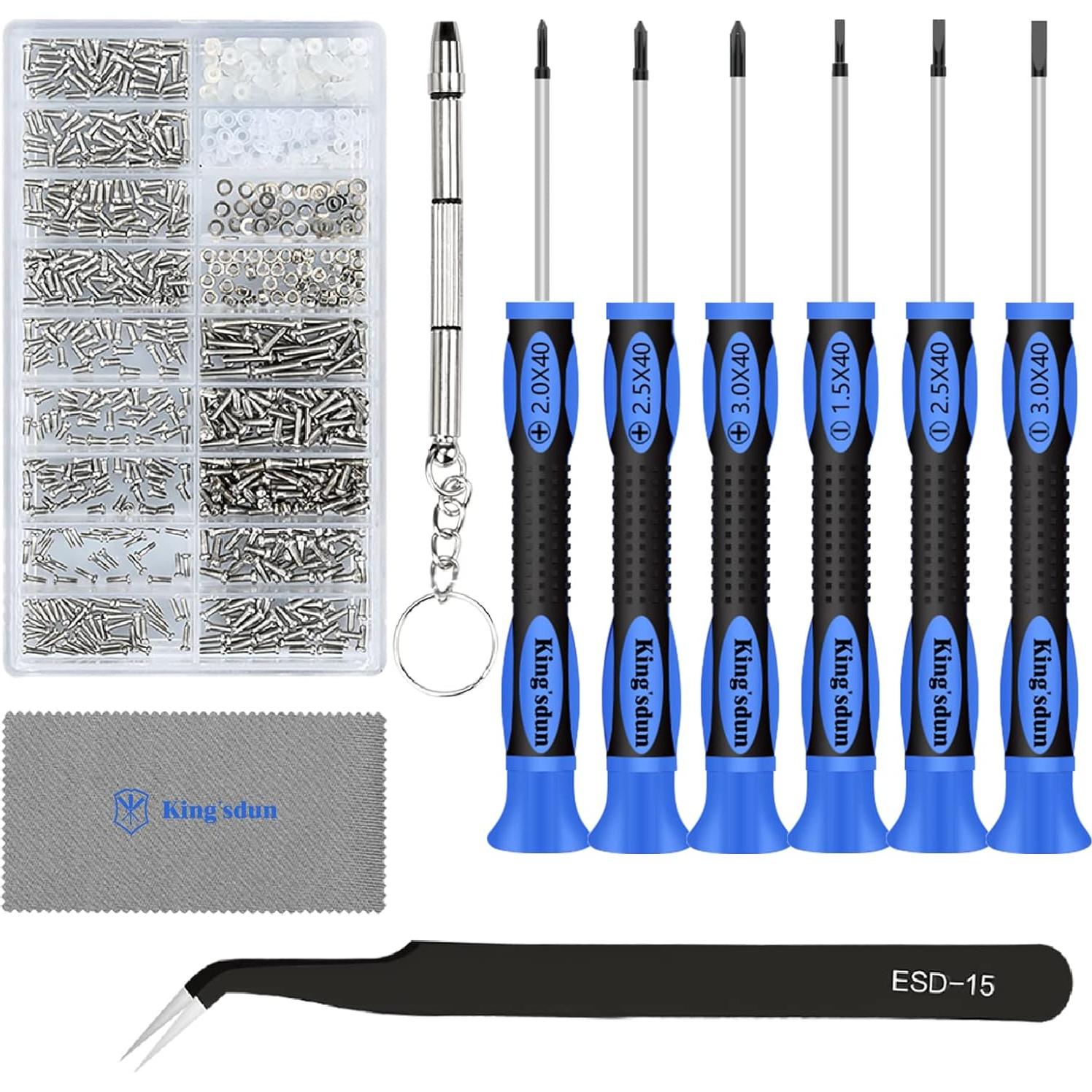 Kit de Reparación de Gafas Kingsdun con 1200 Tornillos