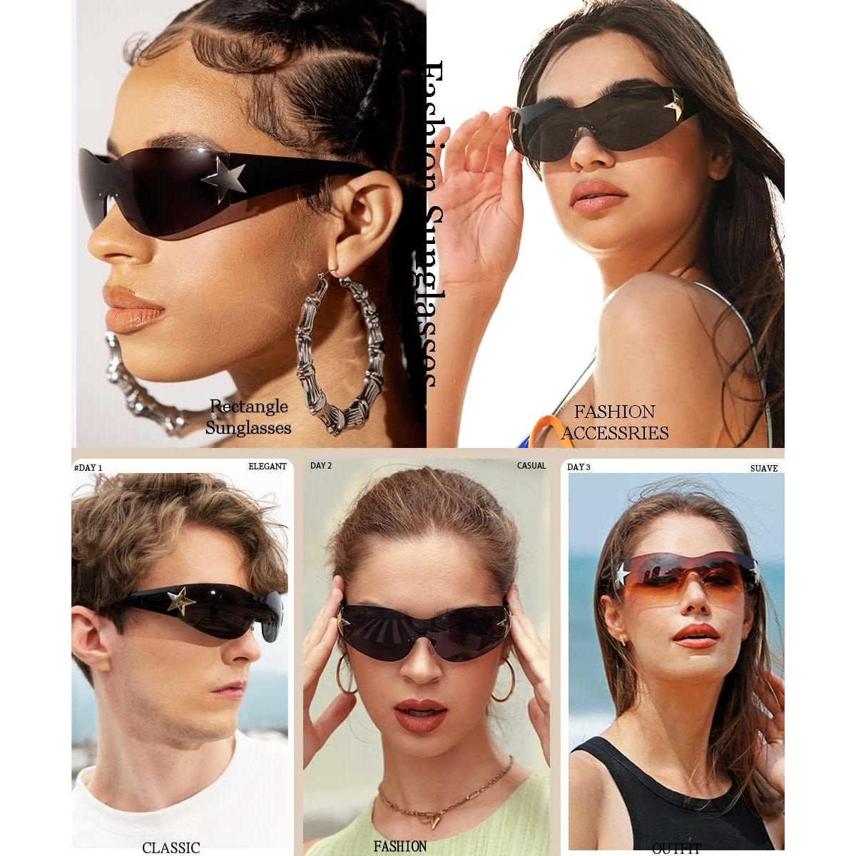 Gafas de sol Y2K Trendy sin montura para hombres y mujeres